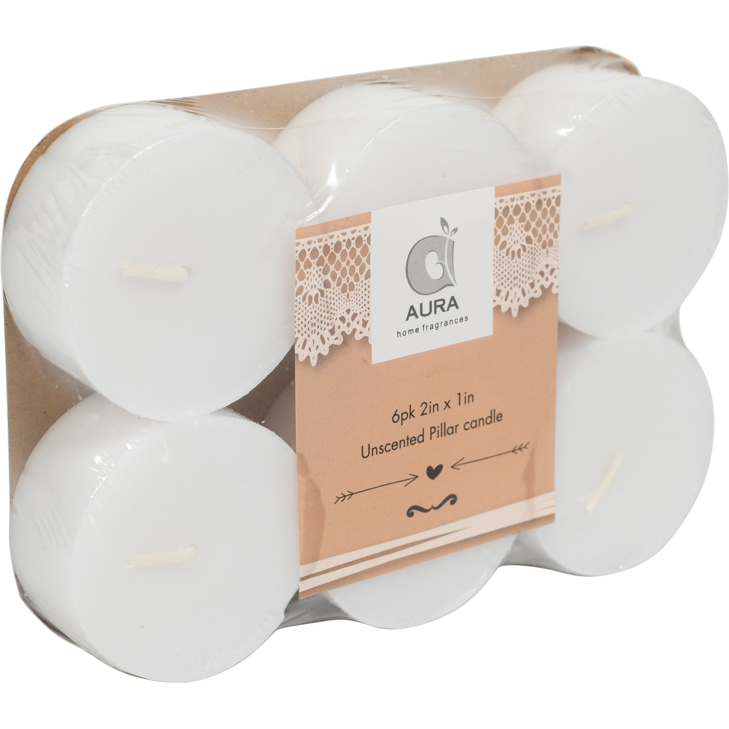 Aura Home Fragrances Large Tea Light Candle Unscented Candles, Diwali Candles (Pack of 6) Candle (White, Pack of 6)