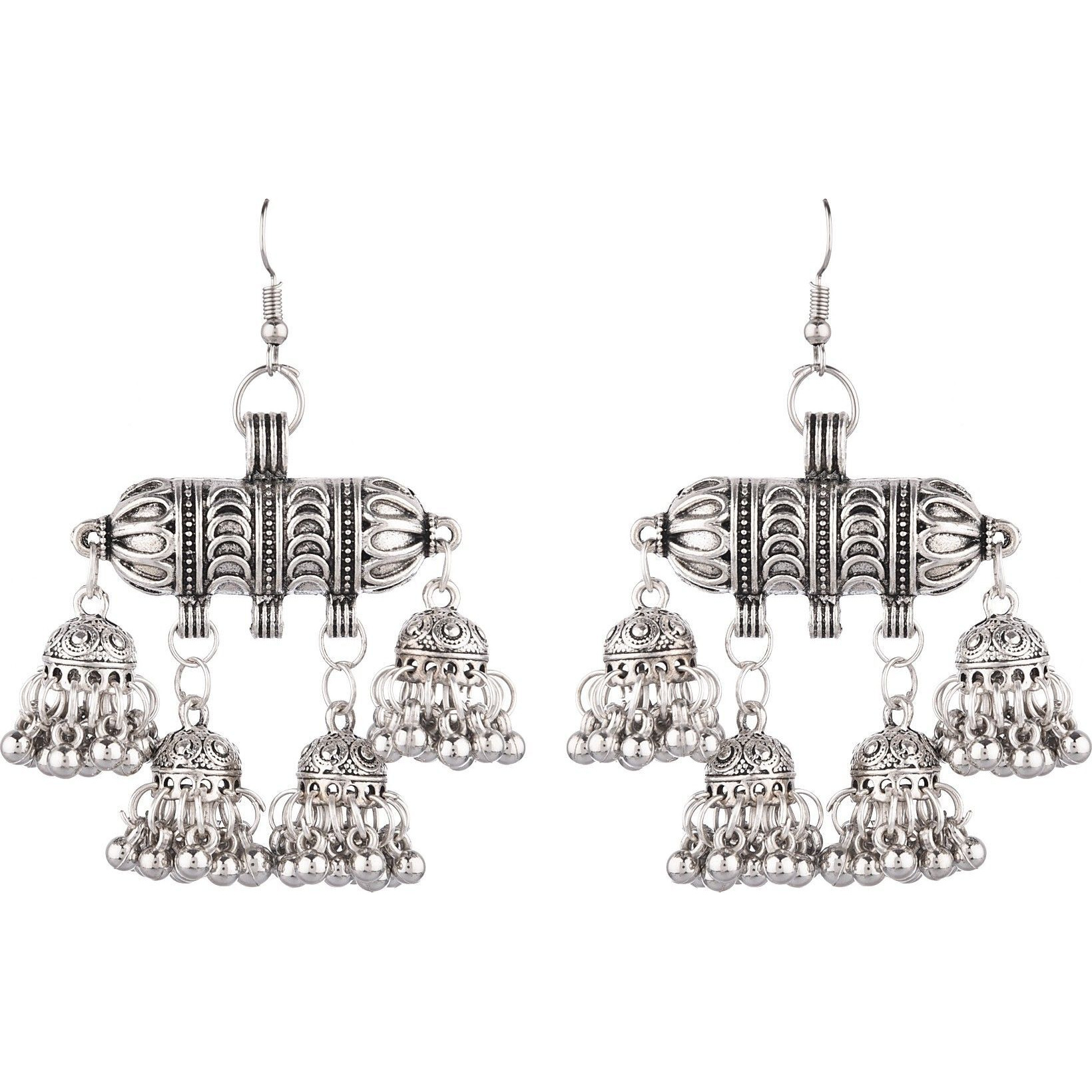 Prizetaa Silver Colour Jhummar Hook Alloy Drops & Danglers ()