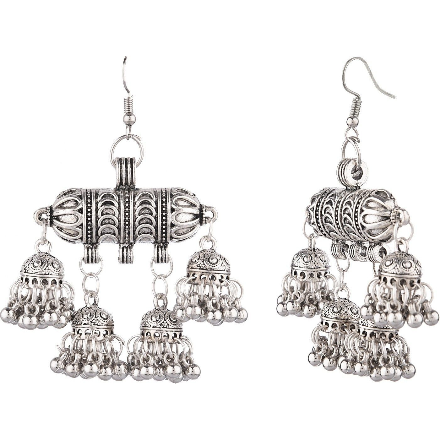 Prizetaa Silver Colour Jhummar Hook Alloy Drops & Danglers ()
