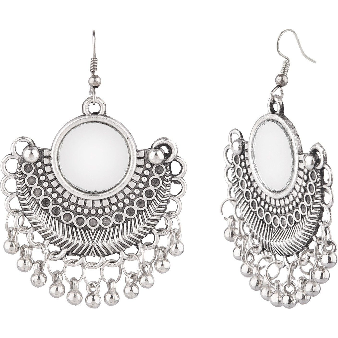 Prizetaa Silver Colour Mirror Hook Alloy Drops & Danglers ()
