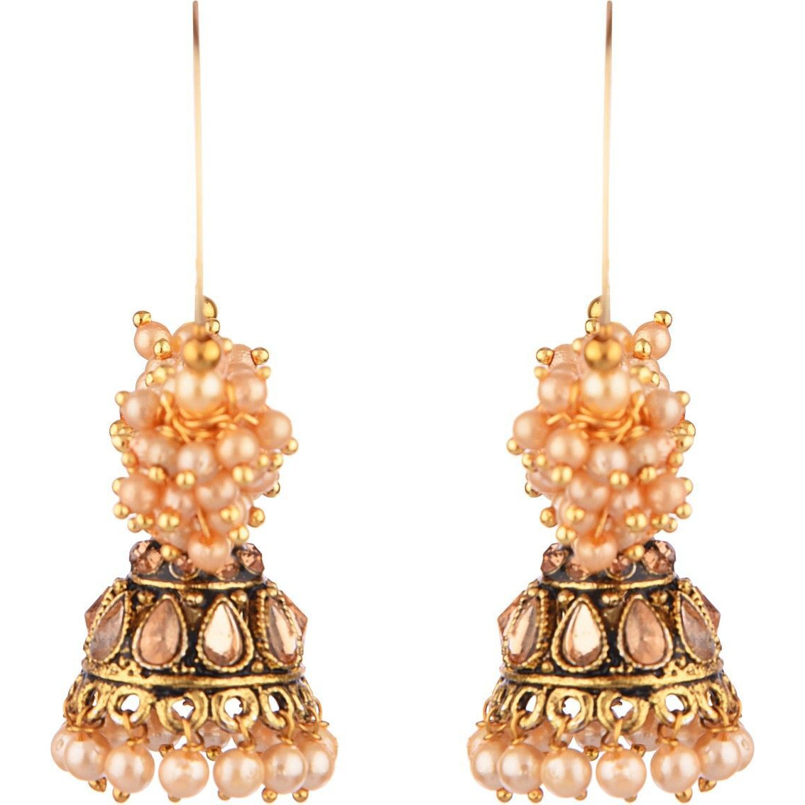 Prizetaa LCD stone with Pearl Traditional Hoop Alloy Hoop Earring ()