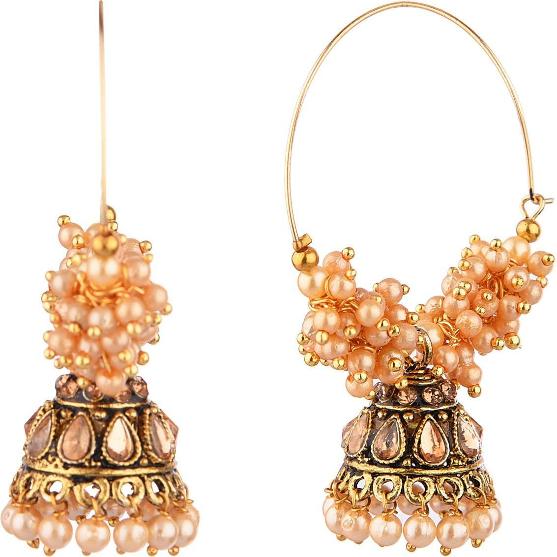 Prizetaa LCD stone with Pearl Traditional Hoop Alloy Hoop Earring ()