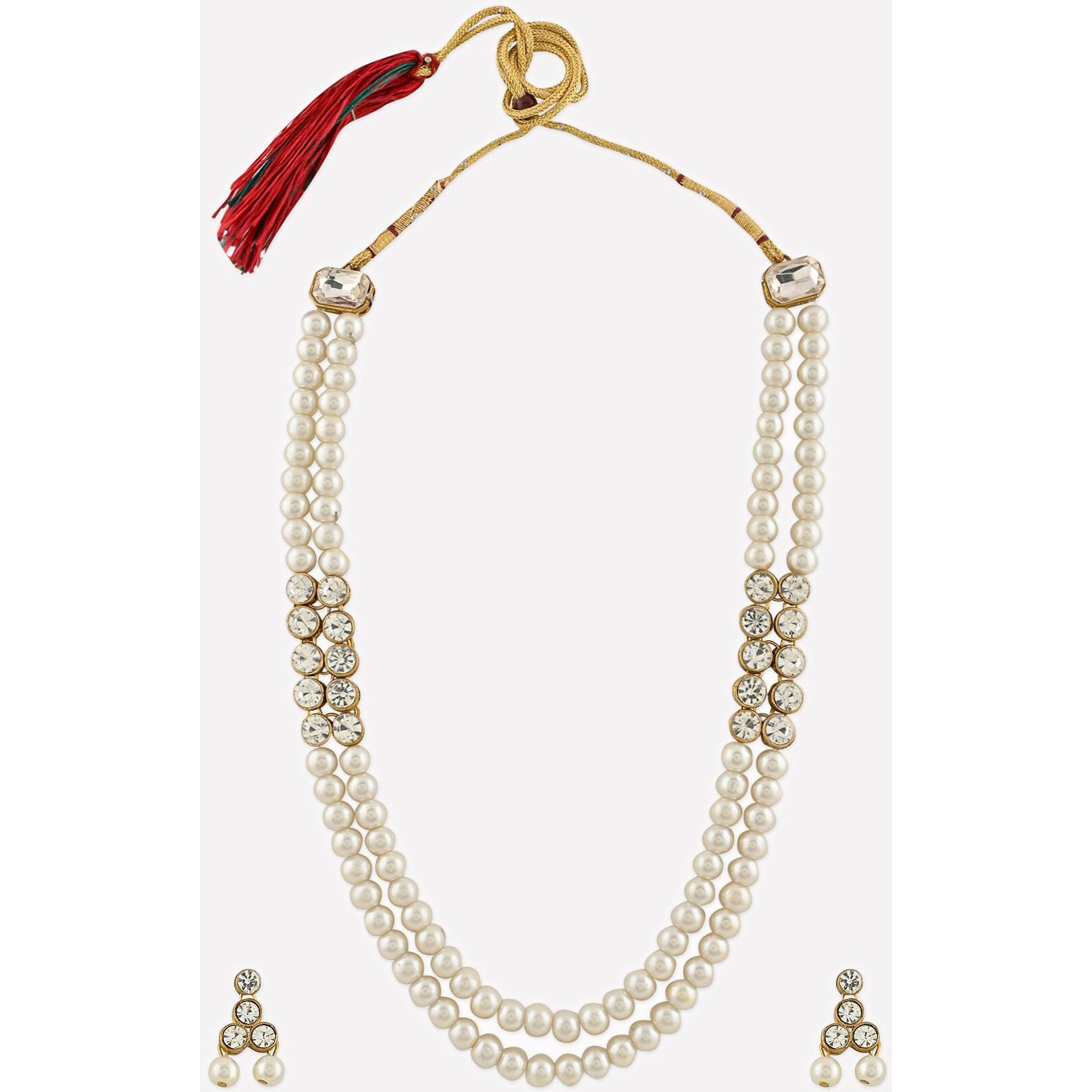 Prizetaa Alloy Gold-plated White Jewellery Set (Pack of 3)