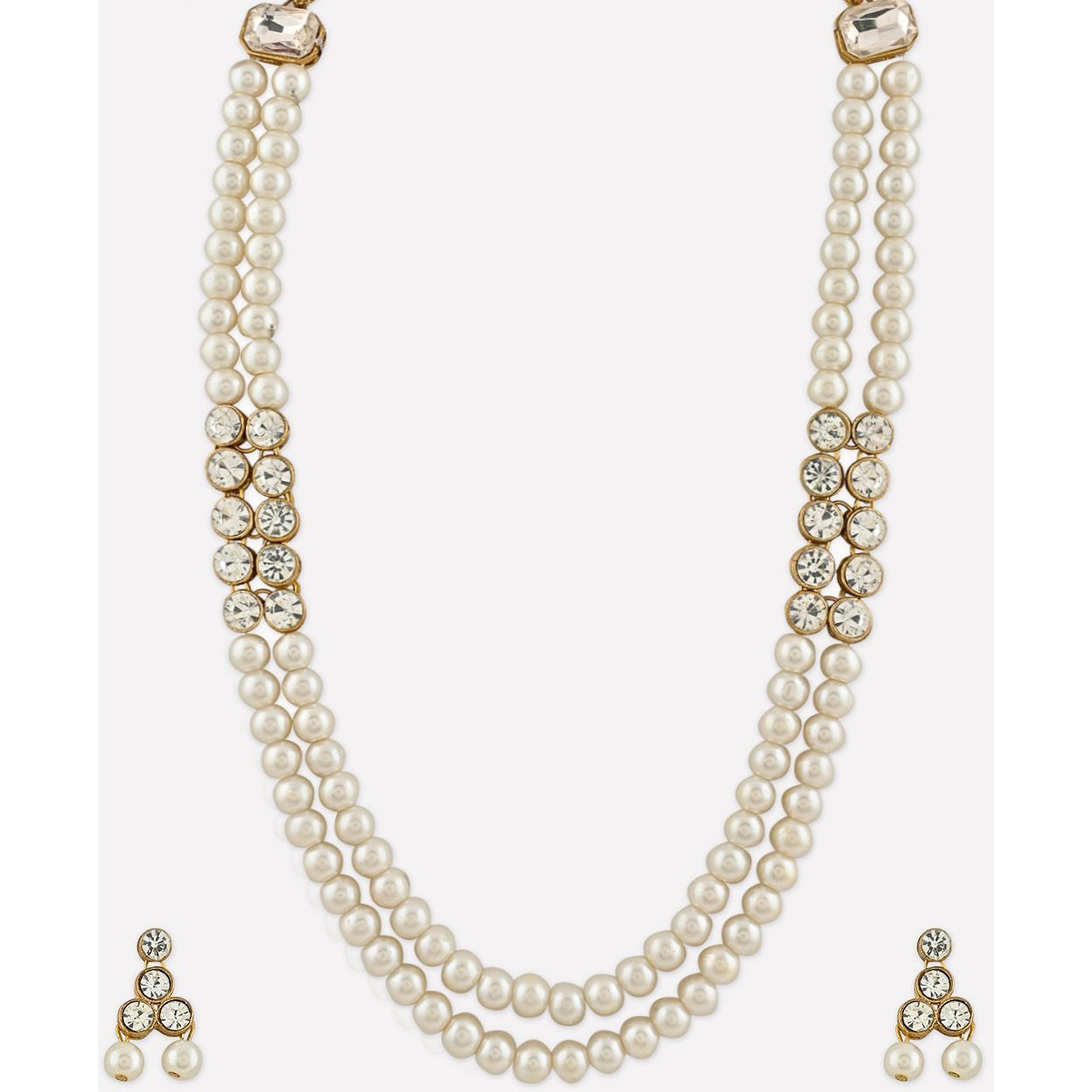 Prizetaa Alloy Gold-plated White Jewellery Set (Pack of 3)