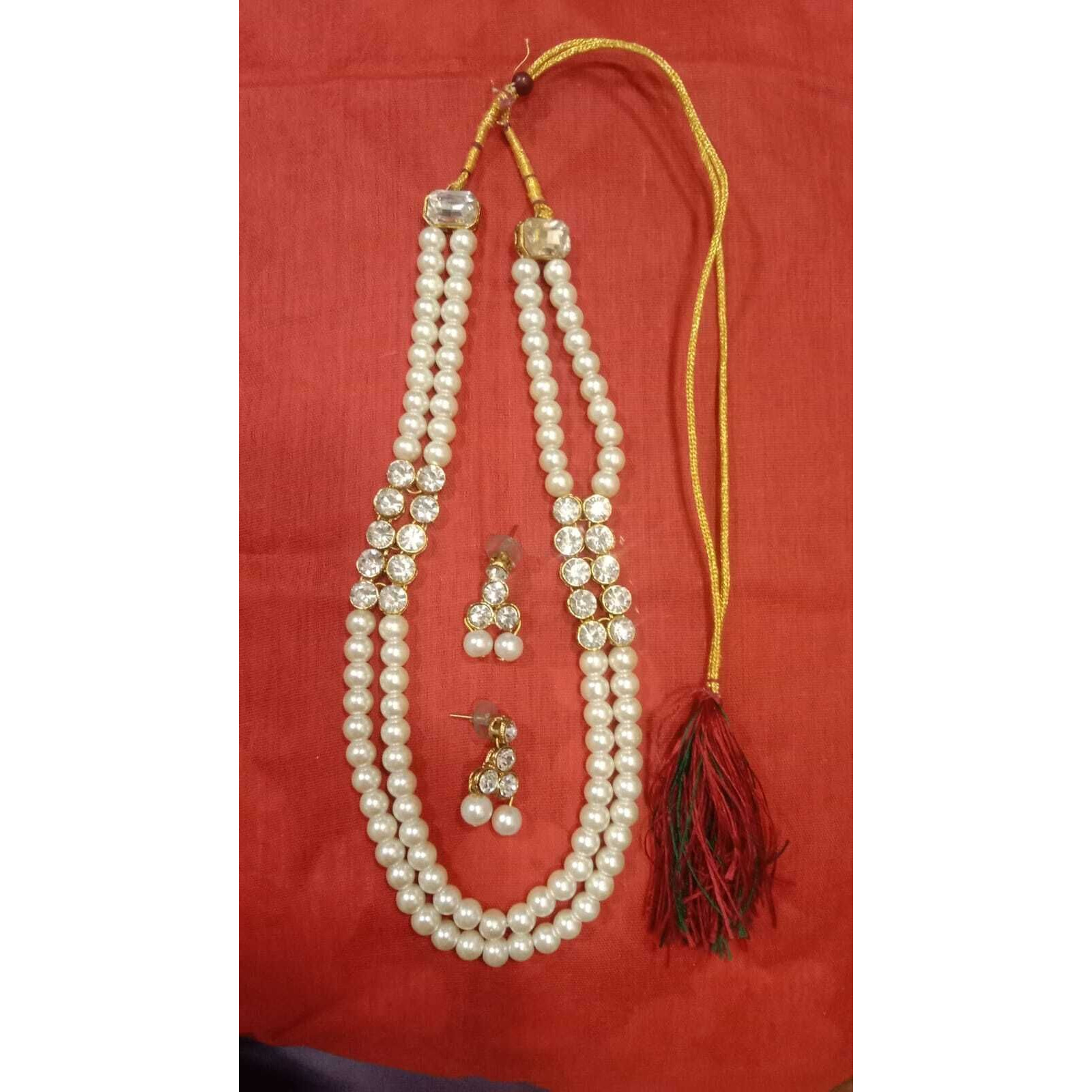 Prizetaa Alloy Gold-plated White Jewellery Set (Pack of 3)