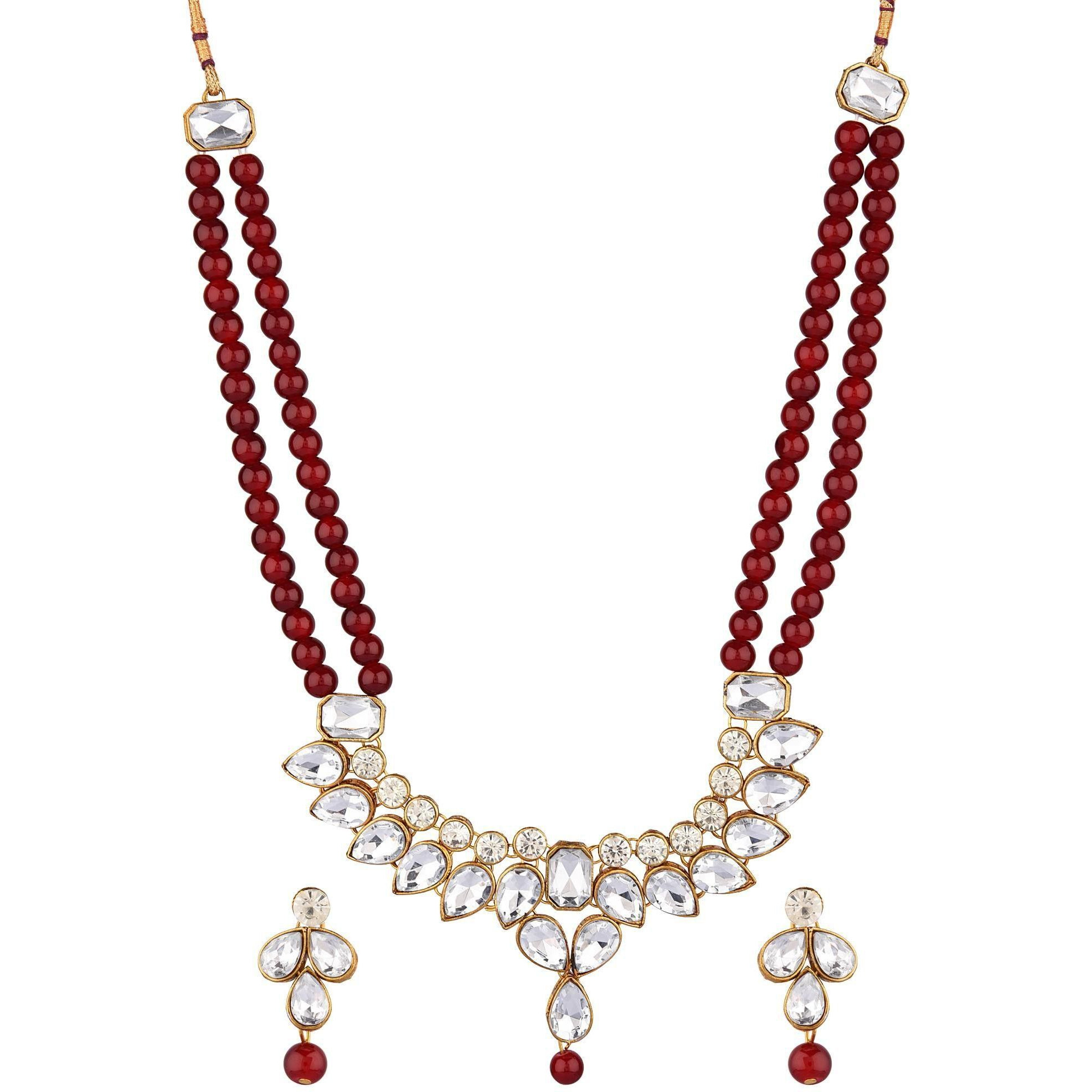 Prizetaa Alloy Red Jewellery Set (Pack of 1)
