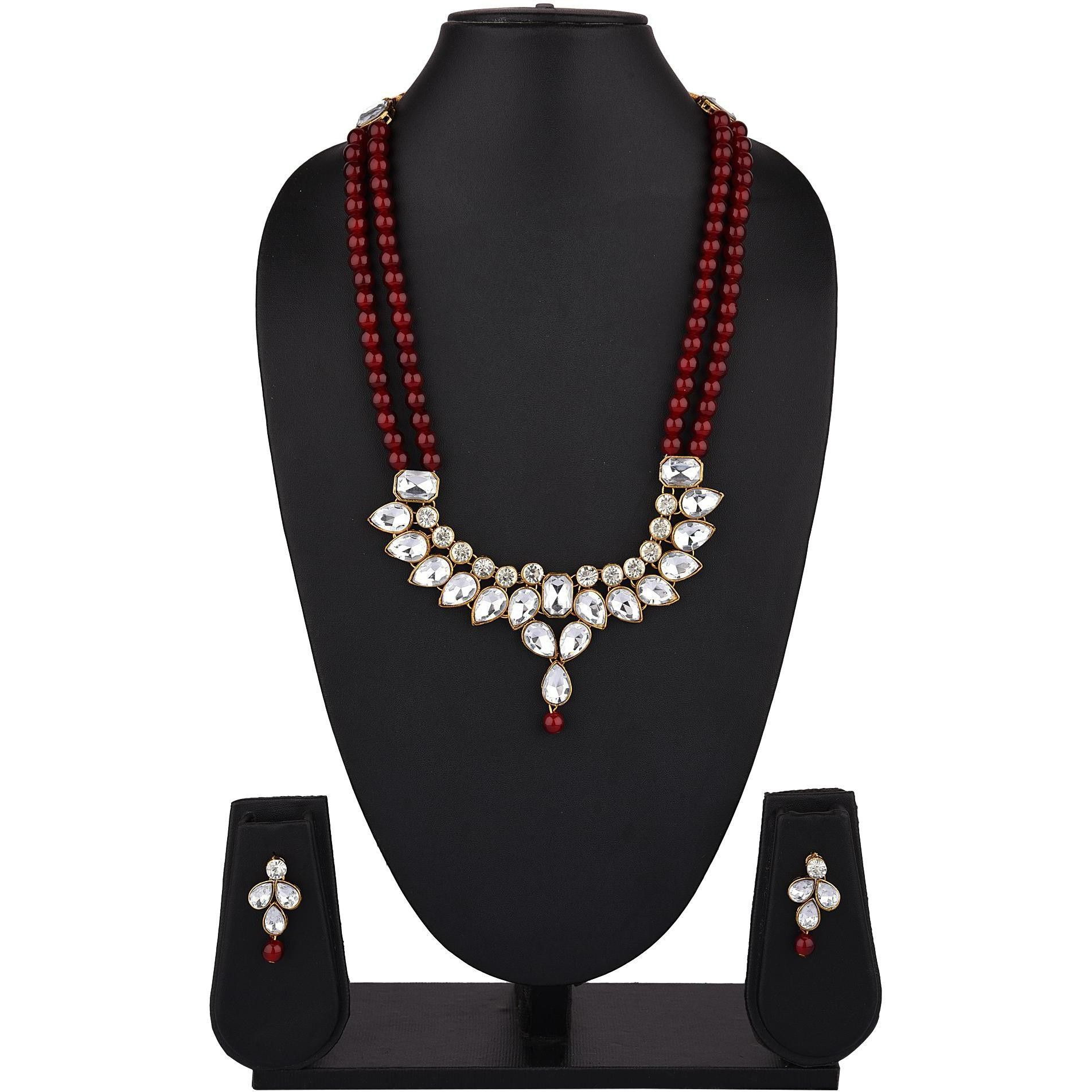 Prizetaa Alloy Red Jewellery Set (Pack of 1)