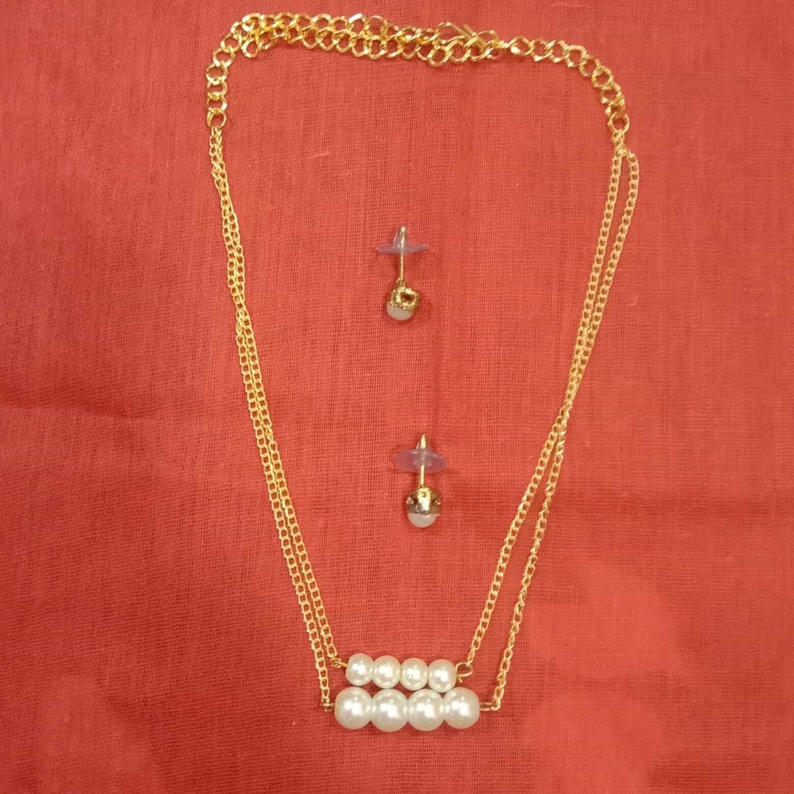 Prizetaa Alloy Gold-plated White Jewellery Set (Pack of 3)