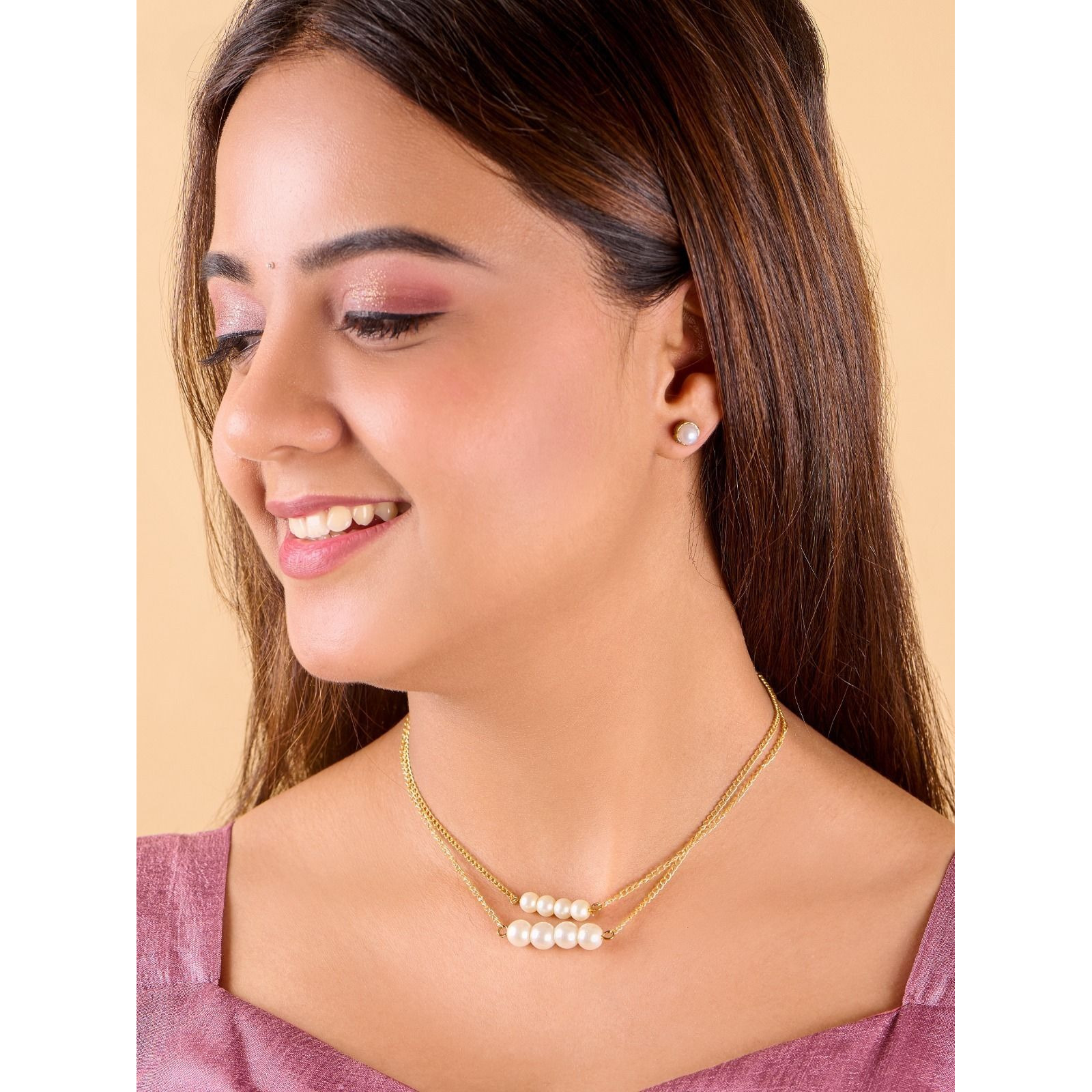 Prizetaa Alloy Gold-plated White Jewellery Set (Pack of 3)