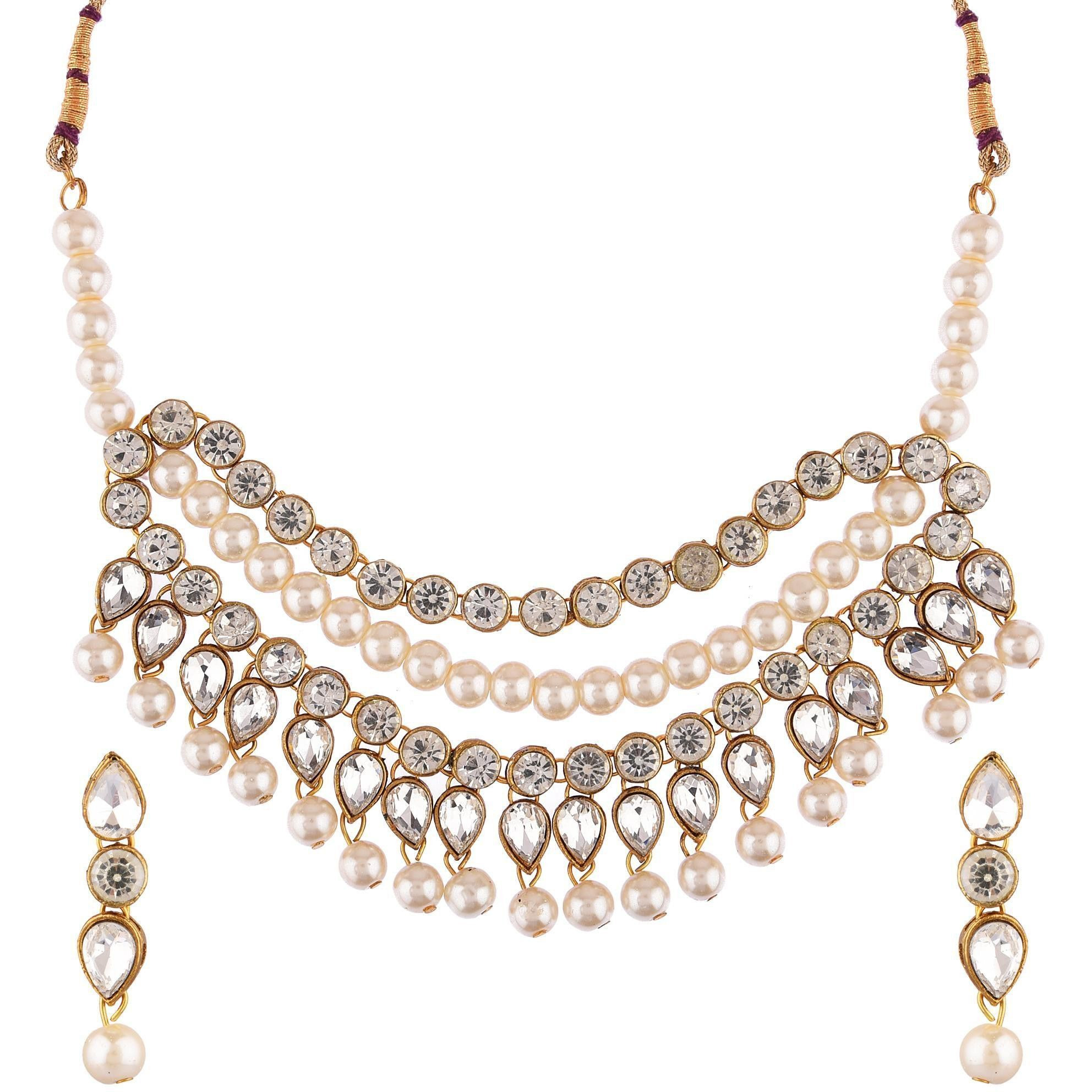 Prizetaa Alloy White Jewellery Set (Pack of 1)