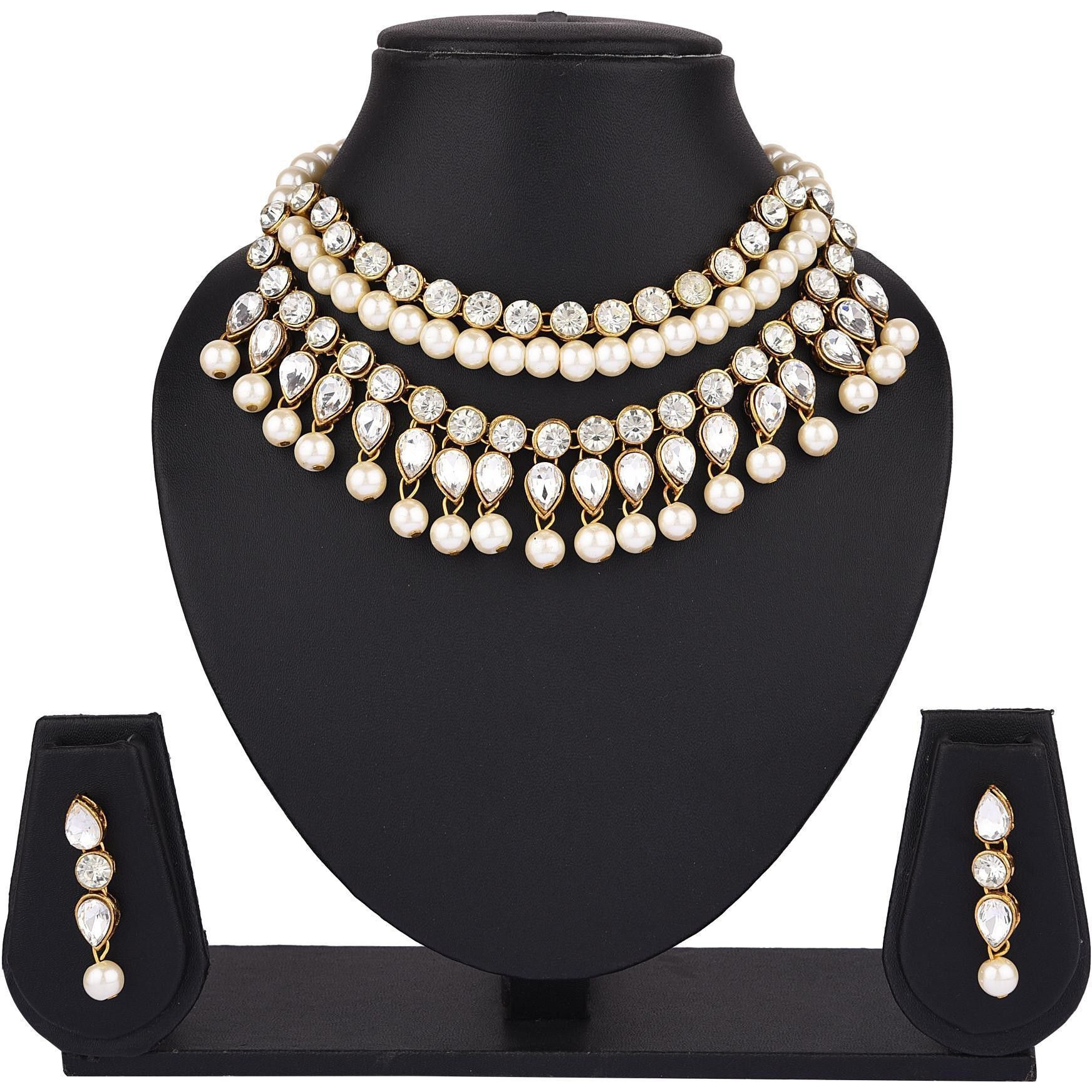 Prizetaa Alloy White Jewellery Set (Pack of 1)