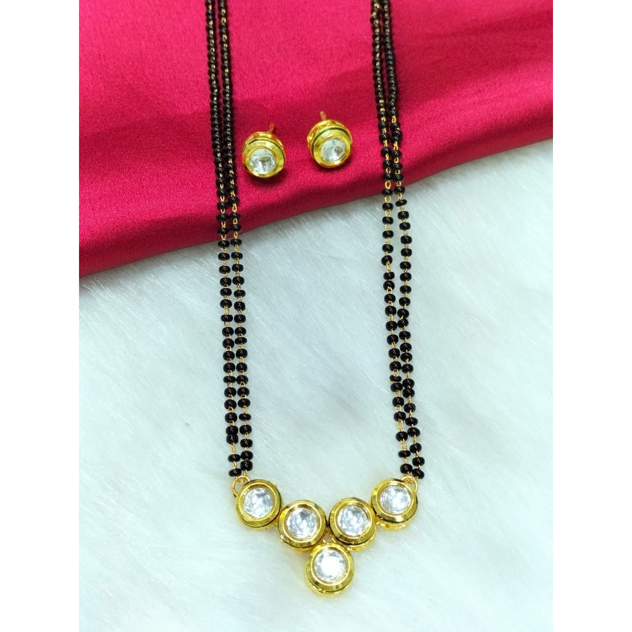 Prizetaa Brass Gold-plated Black Jewellery Set (Pack of 3)