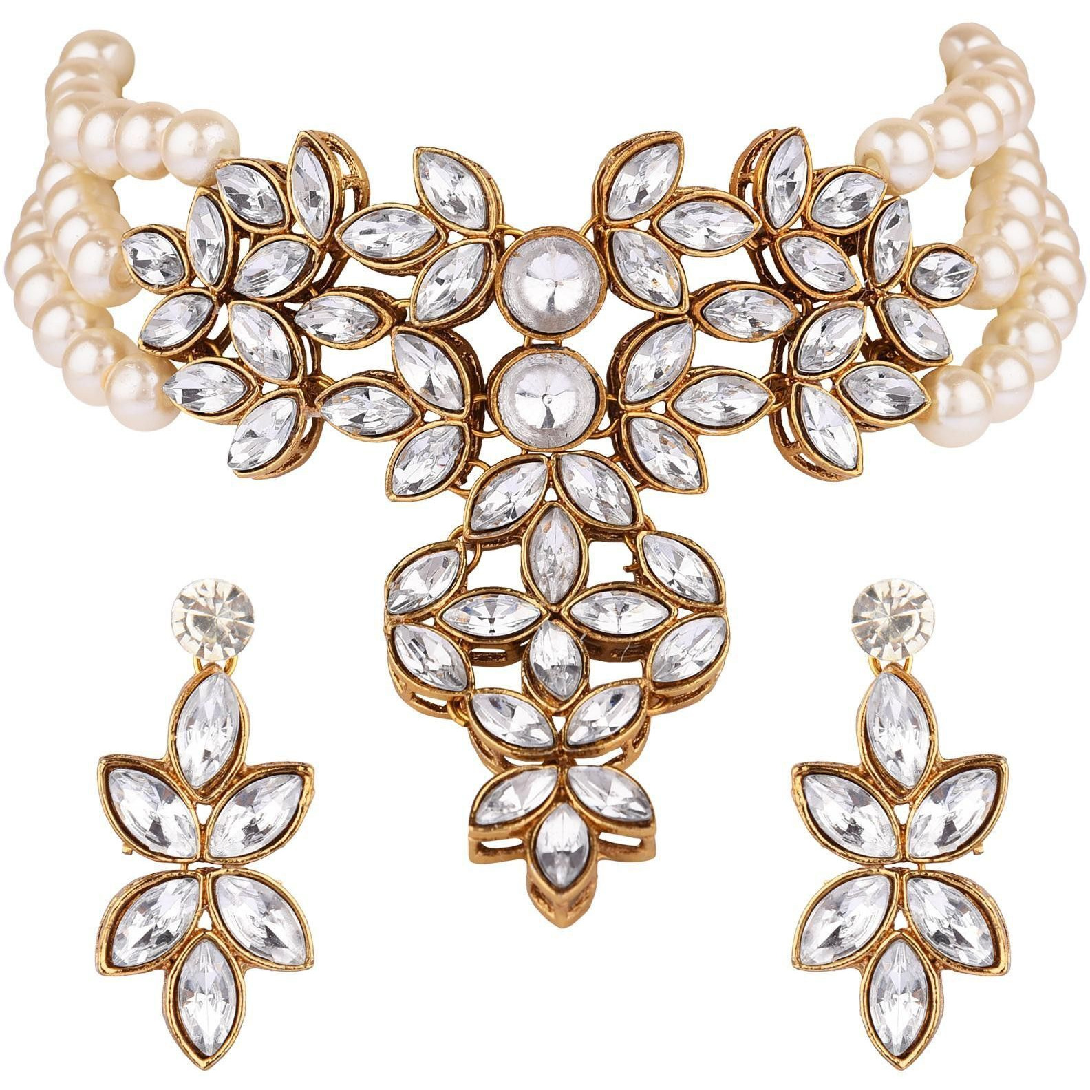 Prizetaa Alloy White Jewellery Set (Pack of 1)