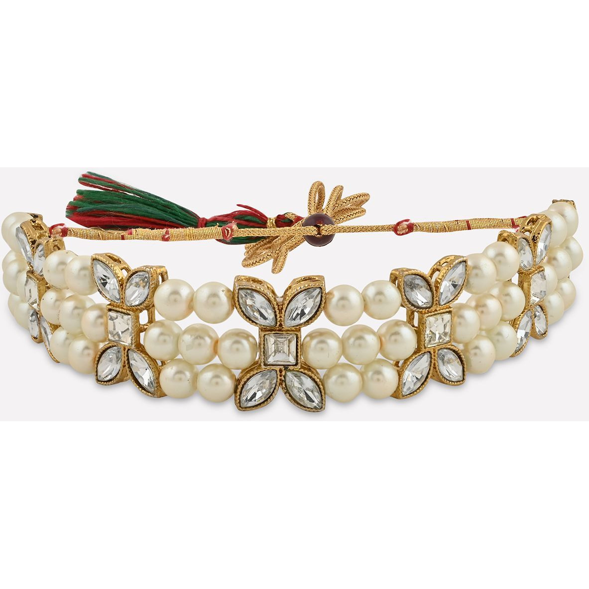 Prizetaa Alloy Gold-plated White Jewellery Set (Pack of 3)