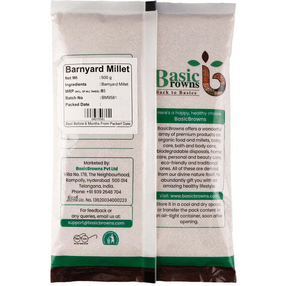 BasicBrowns Barnyard Millet / Udhalu 500g