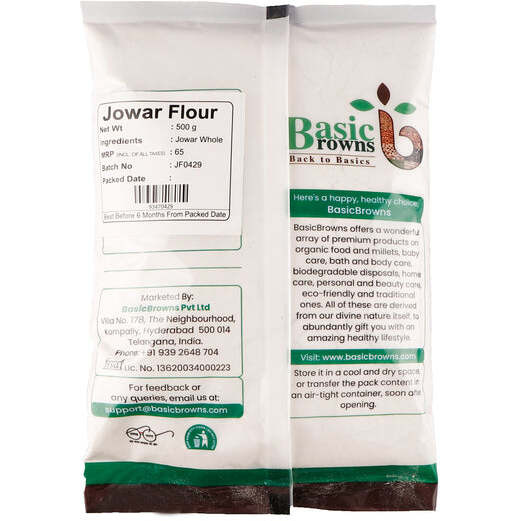 BasicBrowns Jowar Flour 500g