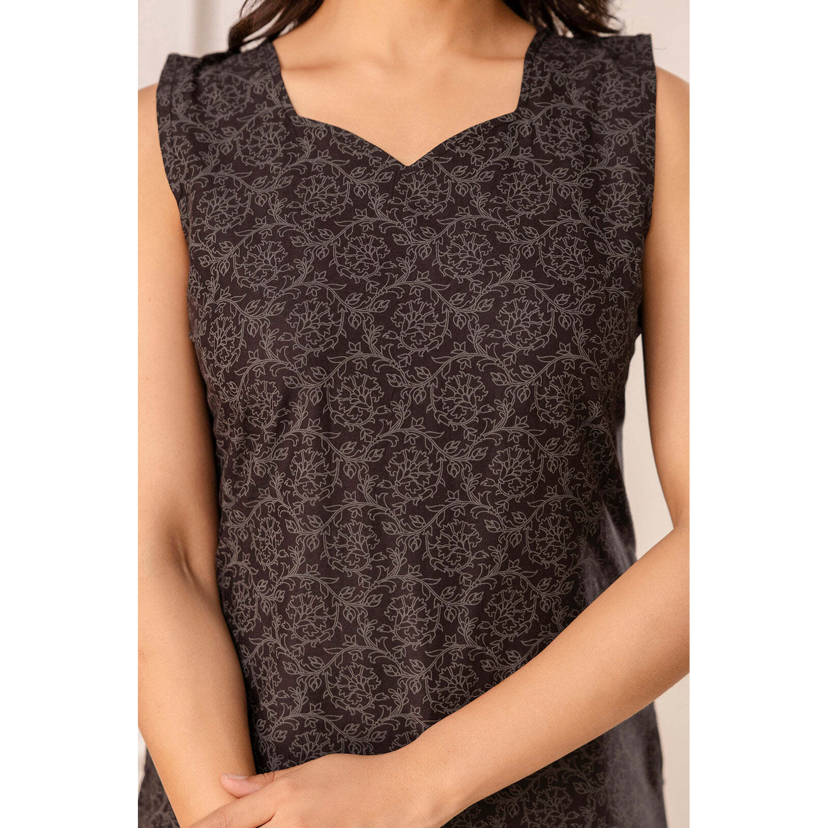 Black Printed Kurta for Women