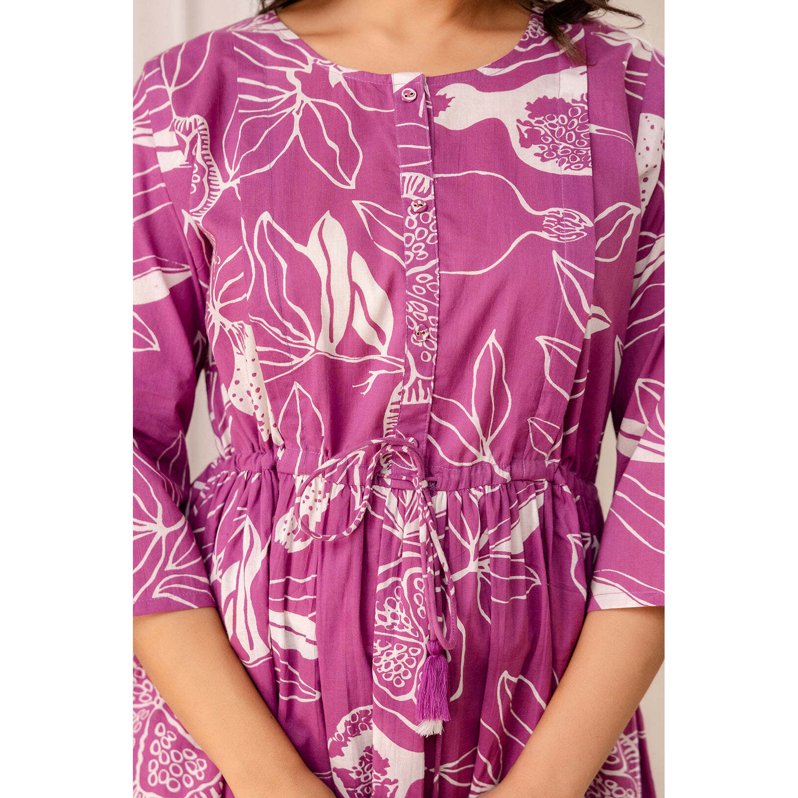 Lavender Printed Maternity Dress fro Women