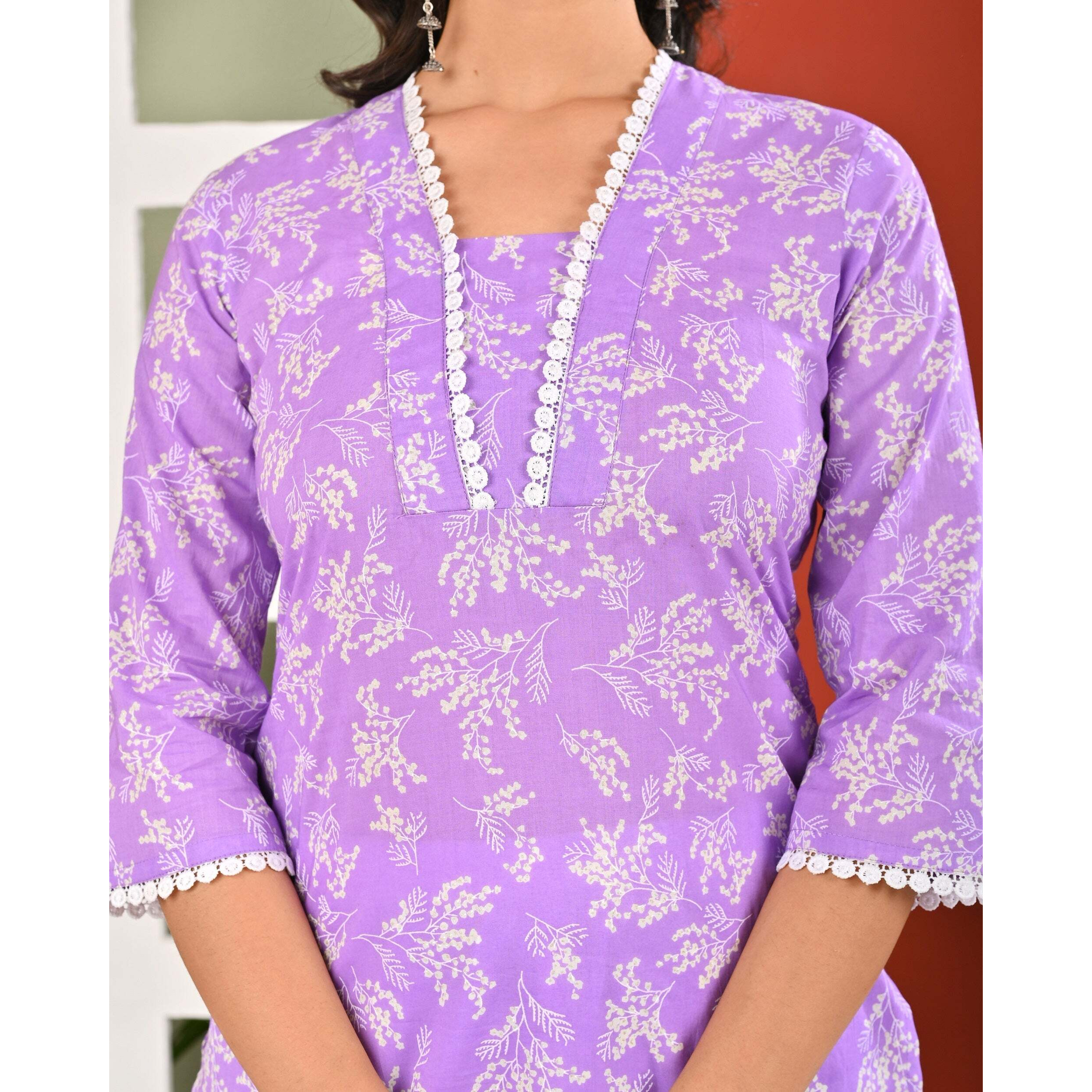 Purple Printed Kurta for Women