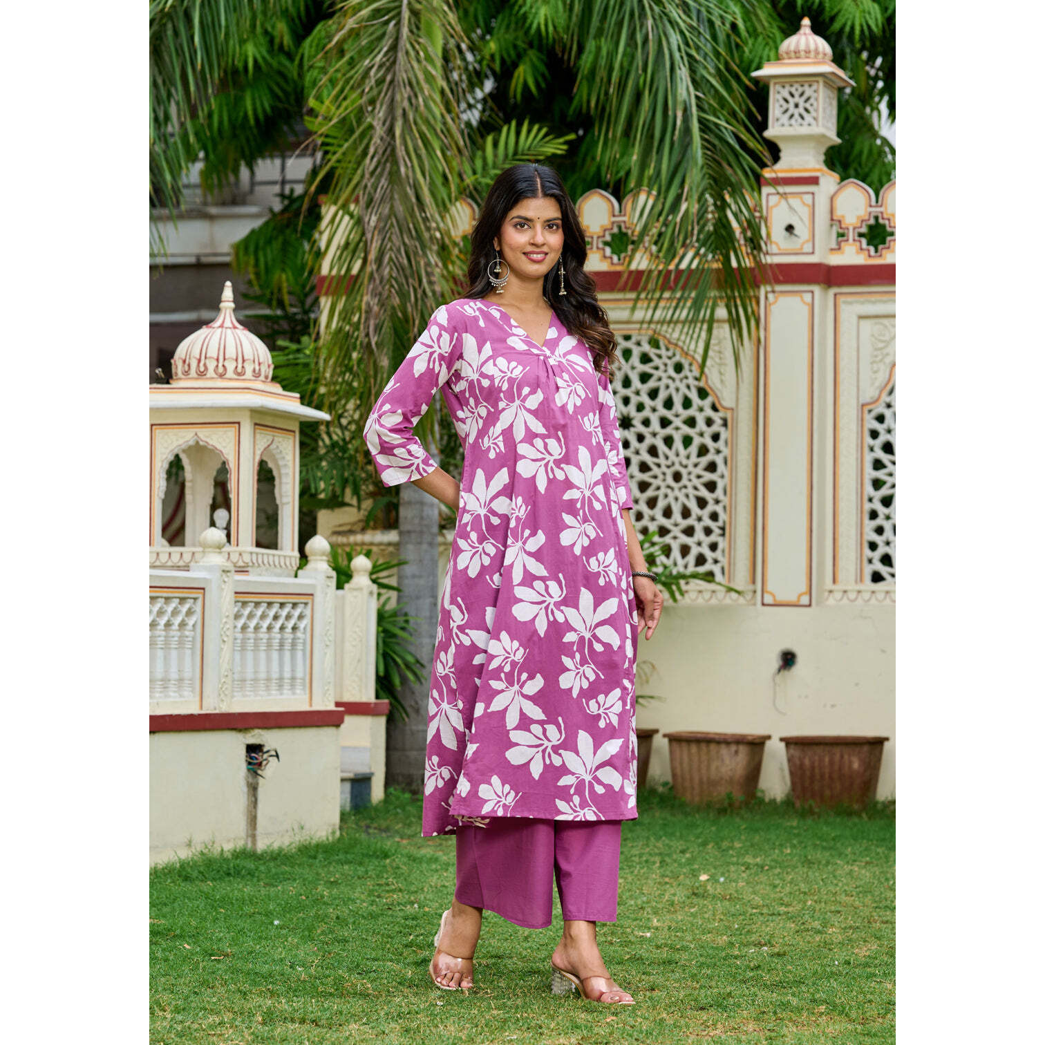 Mauve Printed Co-Ord Set for Women