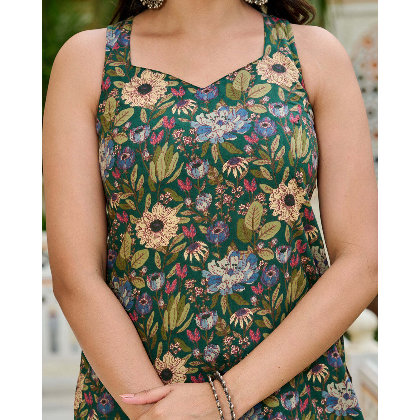 Green Floral Printed Kurta Set with Dupatta for Women