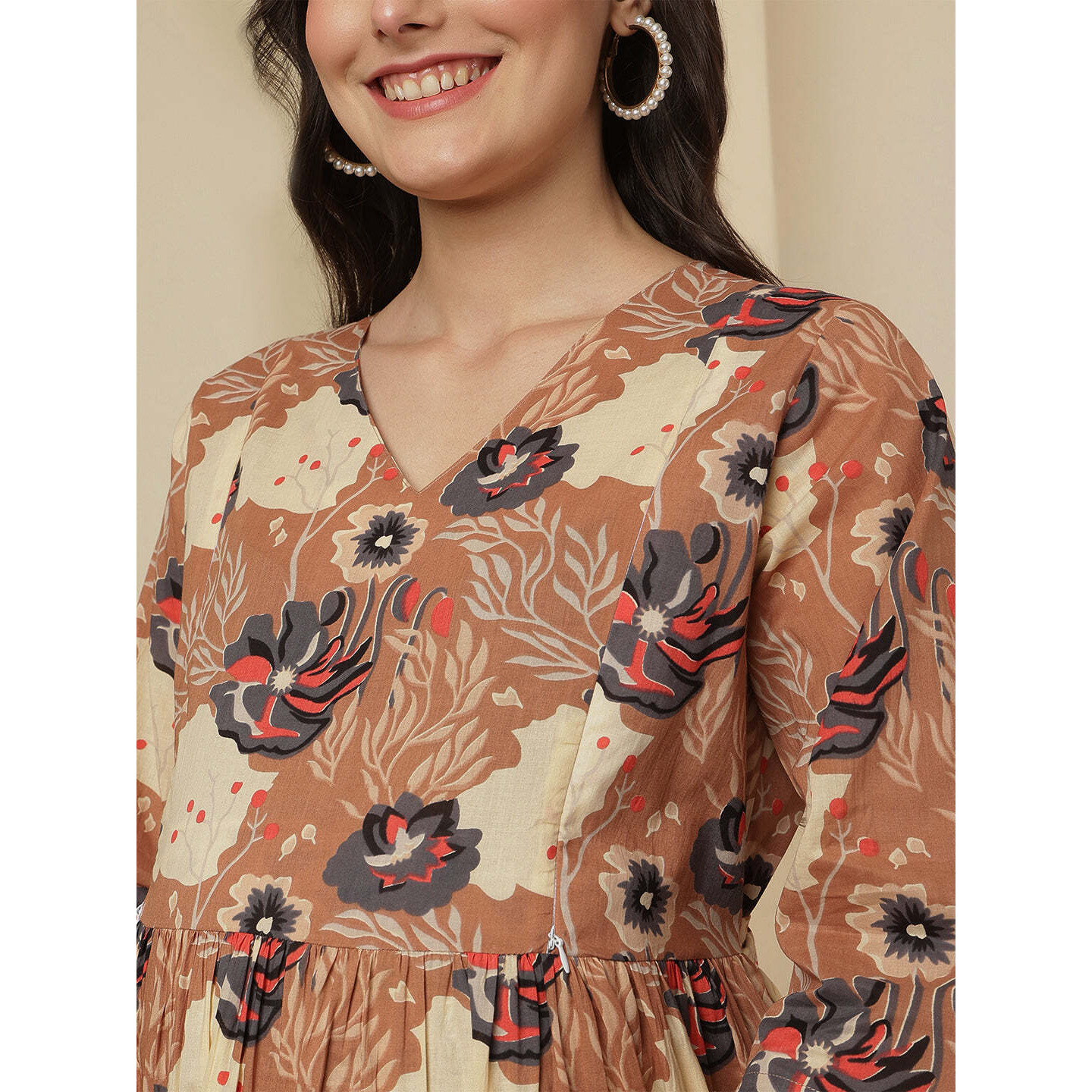 Floral Printed Maternity Dress fro Women