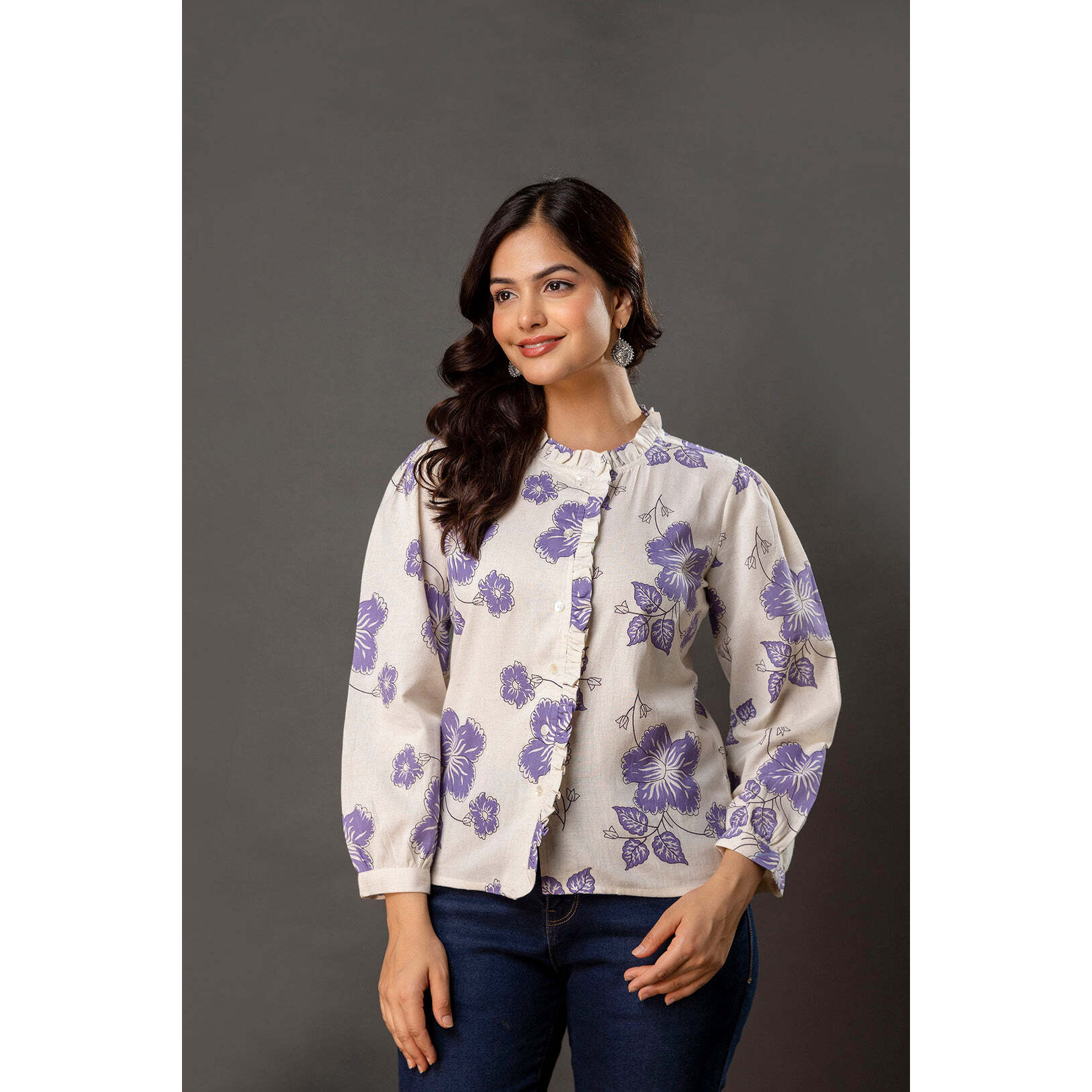 Off White Printed Top for Women