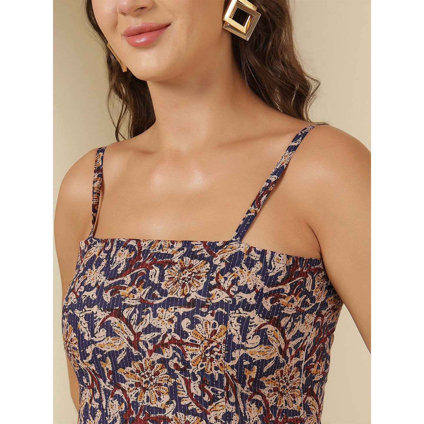 Women Blue Printed Straight Tunic