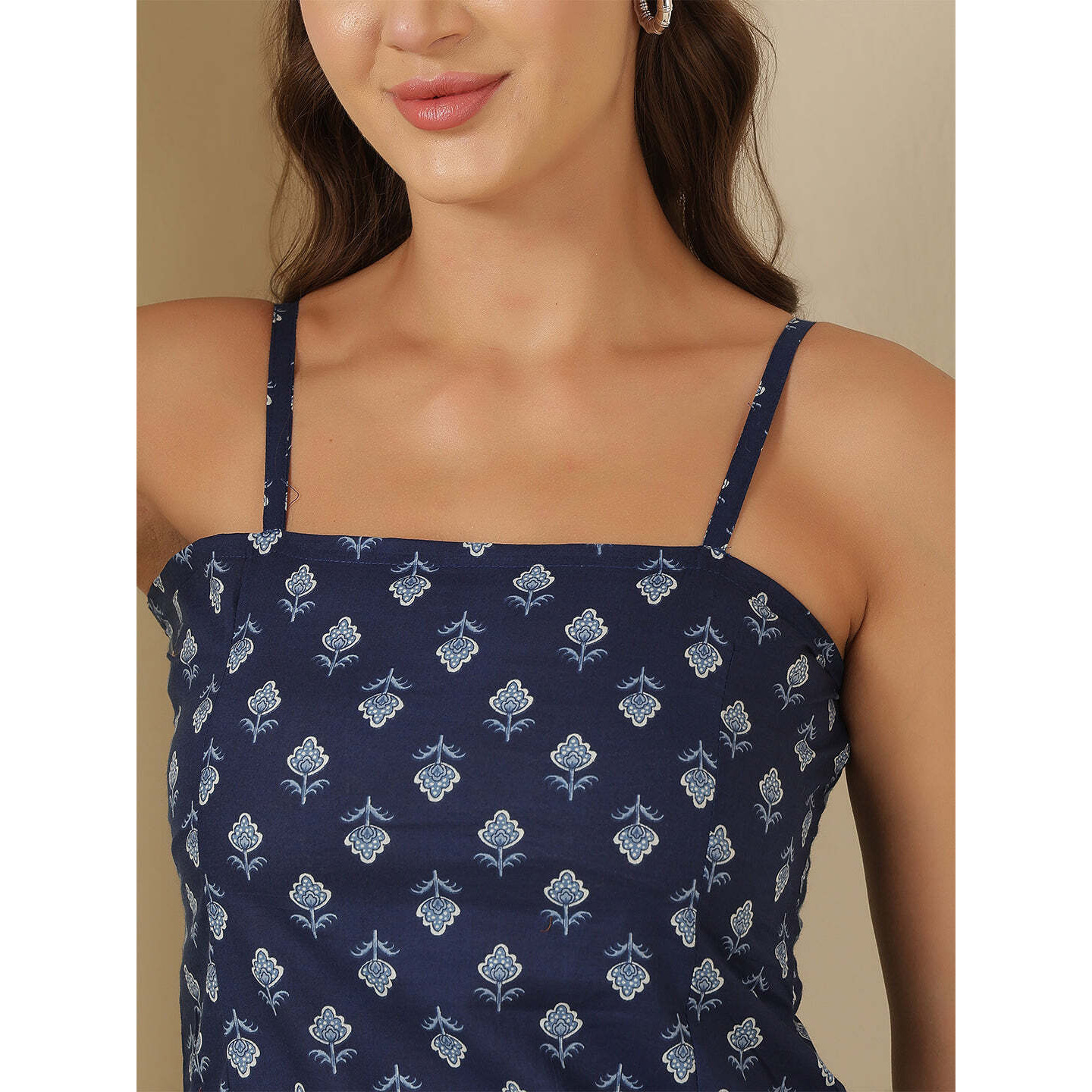 Women Blue Printed Straight Tunic