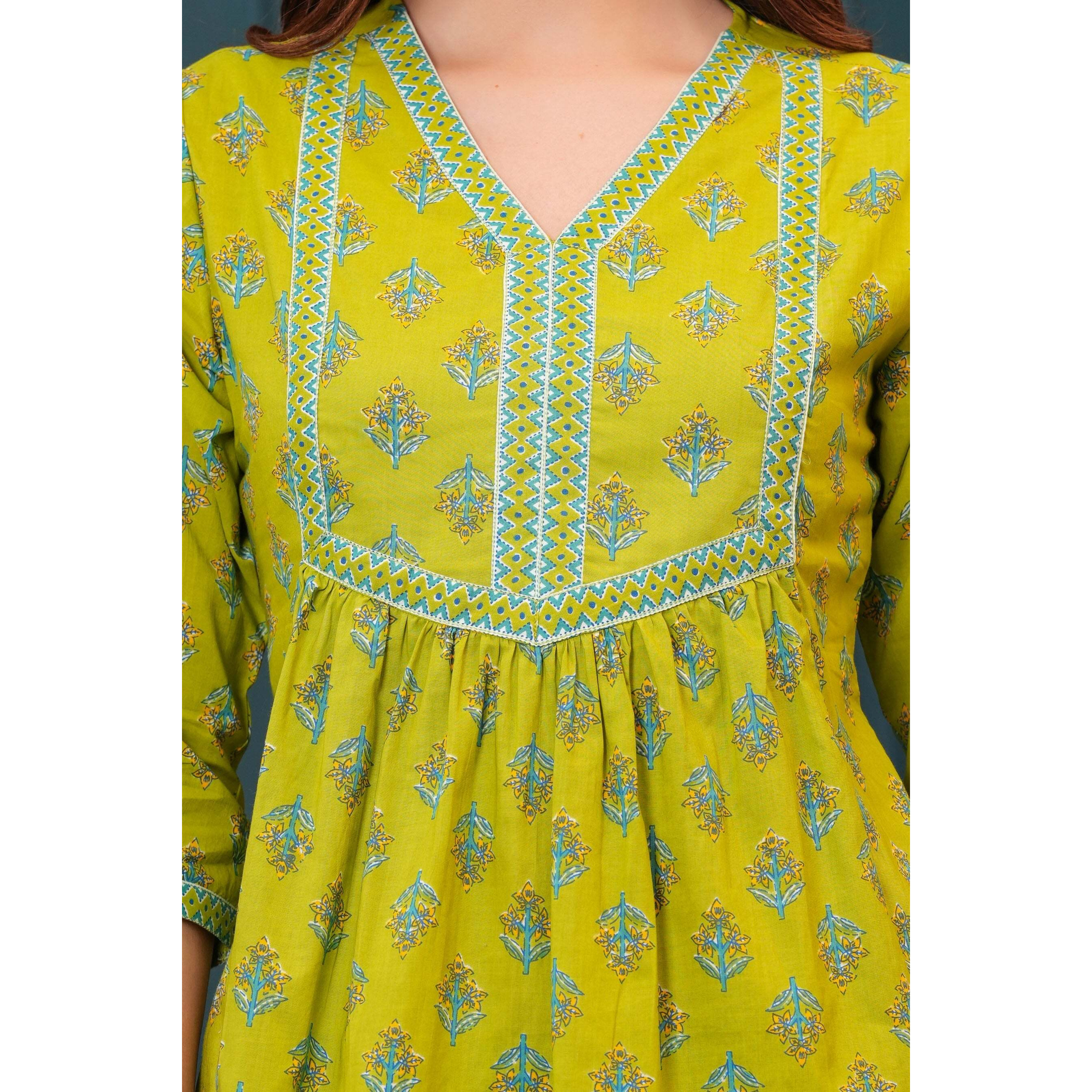 Women Green Printed Flared Top