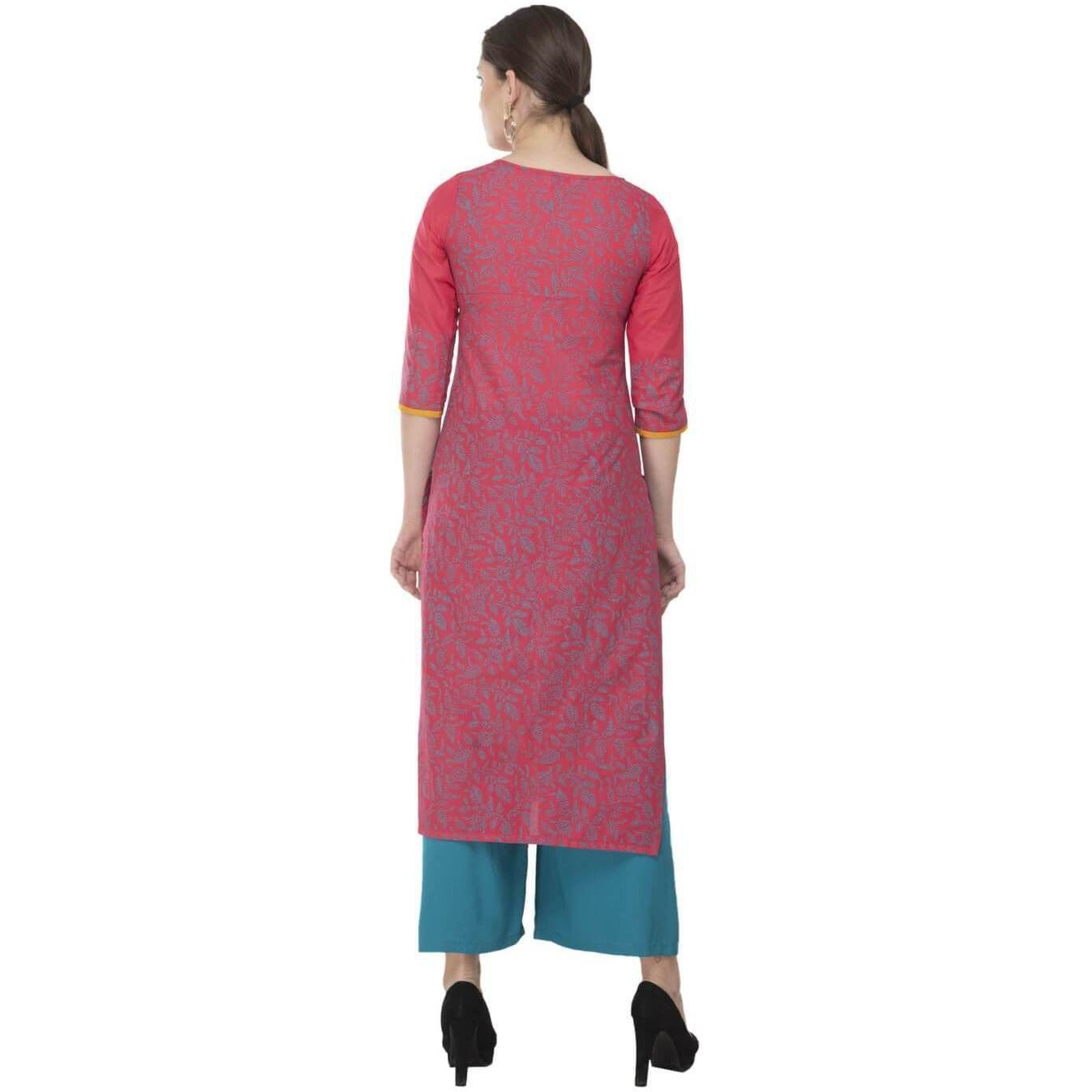 NOZ2TOZ Women Printed Straight Kurta (Pink) (Size XL, Color Pink)
