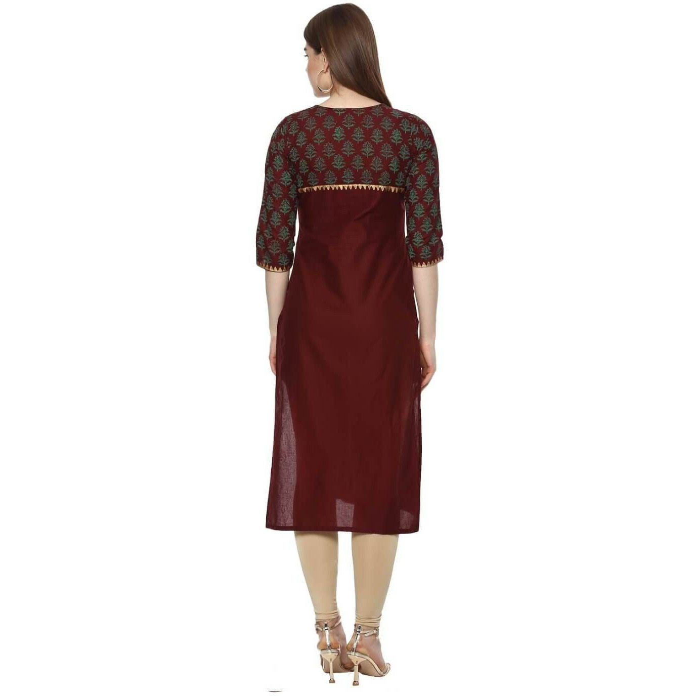 NOZ2TOZ Women Printed Straight Kurta (Maroon) (Size XXL, Color Maroon)