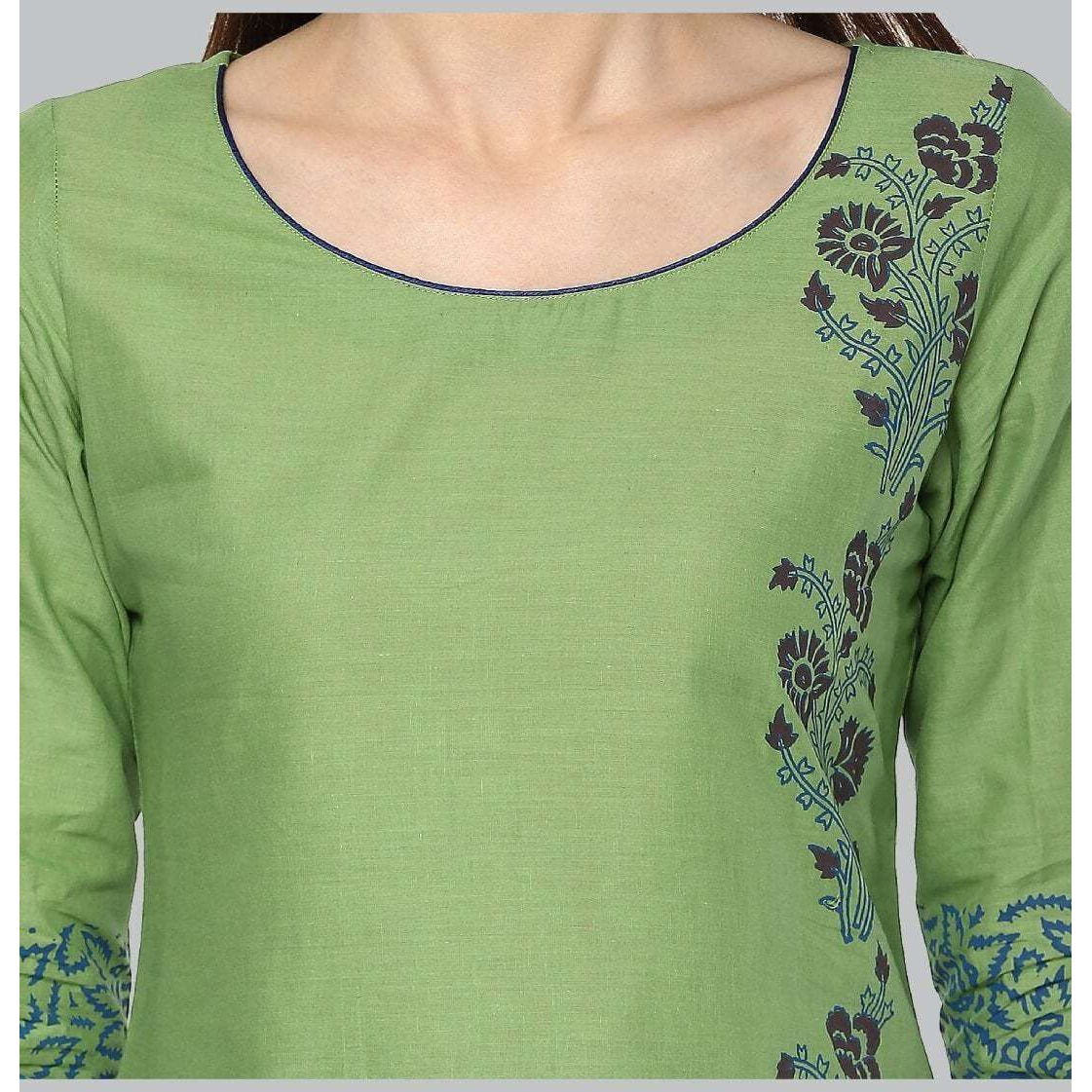 NOZ2TOZ Women Printed Straight Kurta (Green) (Size L, Color Green)