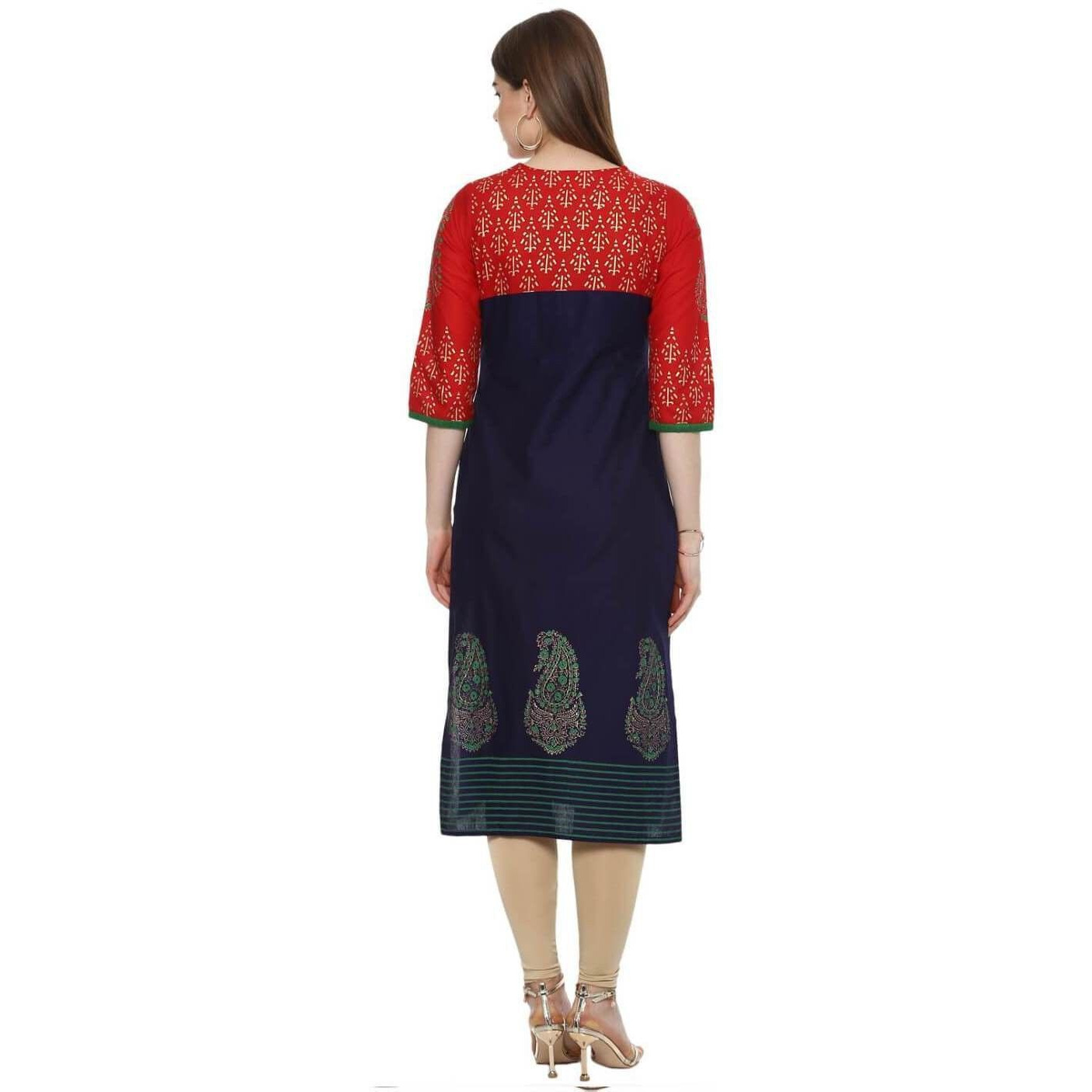 NOZ2TOZ Women Striped Straight Kurta (Multicolor) (Size M, Color Multicolor)