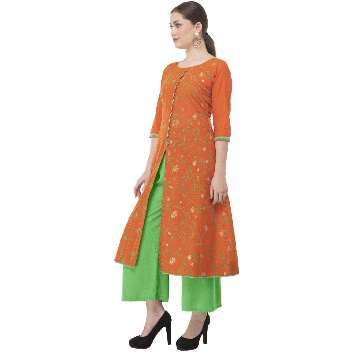 NOZ2TOZ Women Printed Straight Kurta (Orange) (Size XL, Color Orange)