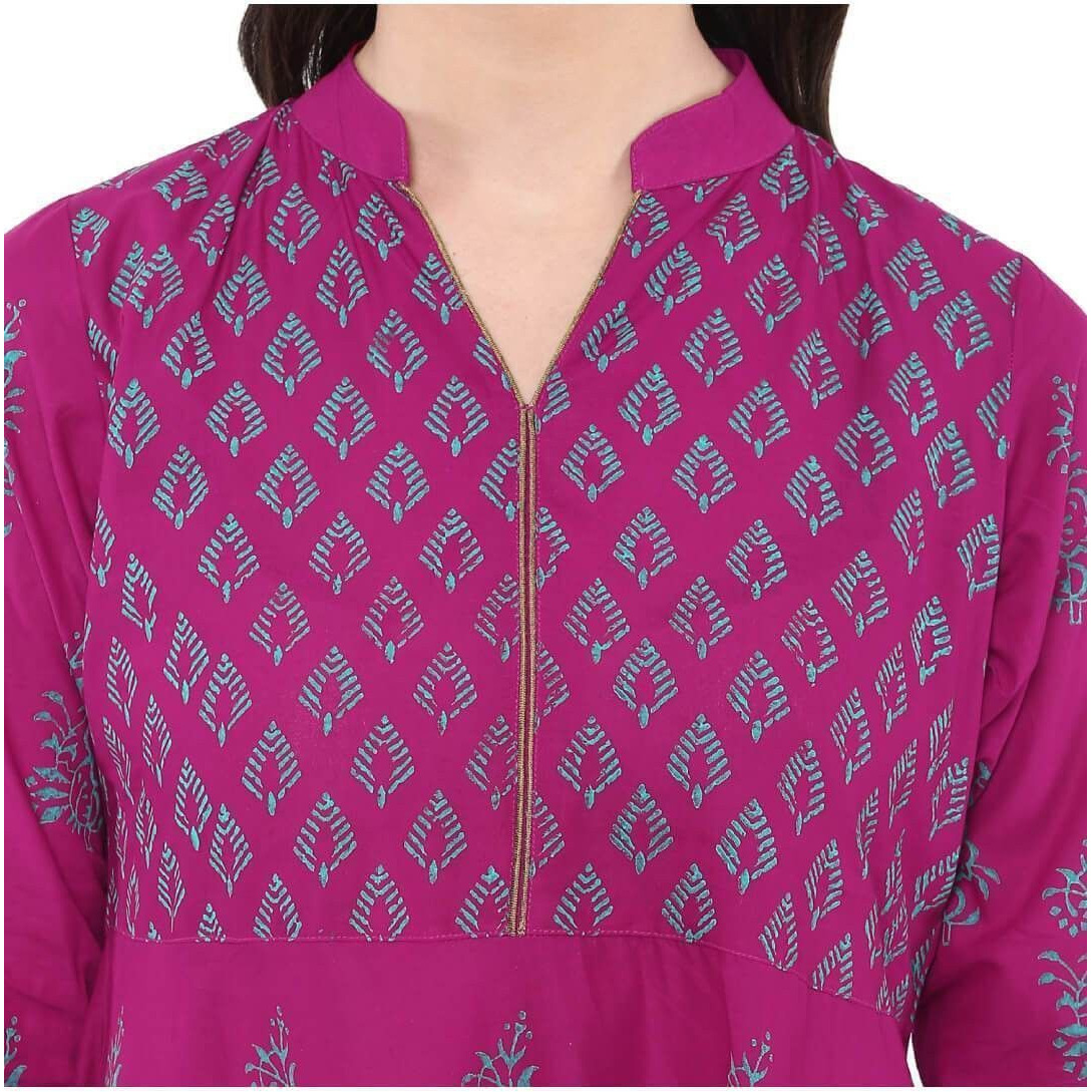 NOZ2TOZ Women Printed Anarkali Kurta (Purple) (Size XXL, Color Purple)