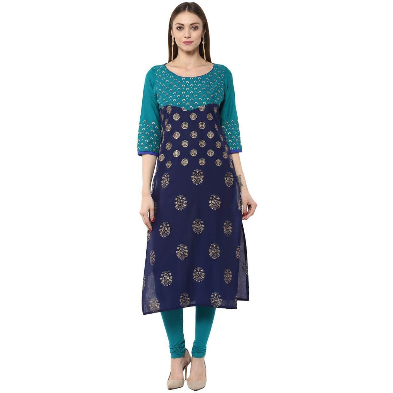 NOZ2TOZ Women Printed Straight Kurta (Multicolor) (Size S, Color Multicolor)