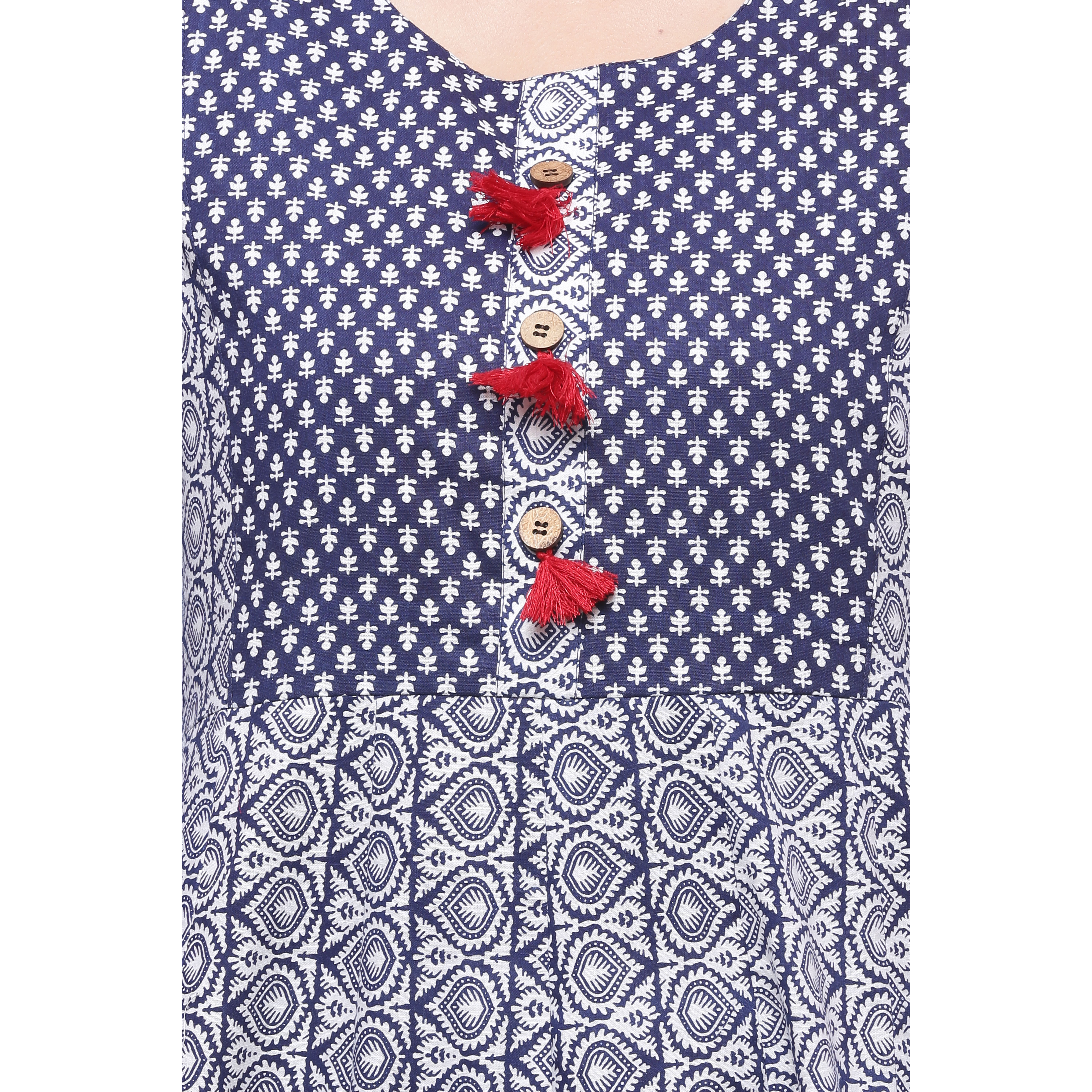 Ayan Blue::White Three Quarter Festive & Party Wear Anarkali Kurta for Girls (Size:3XL)