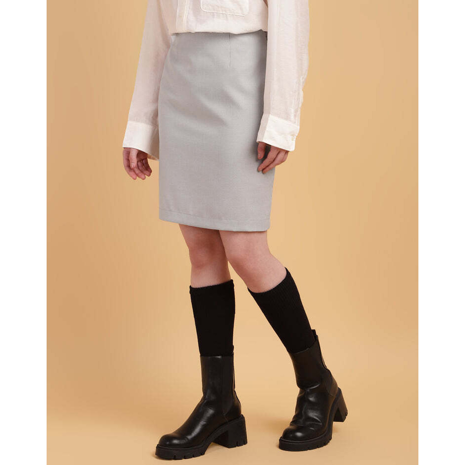 Grey Classic Straight-Cut Skirt