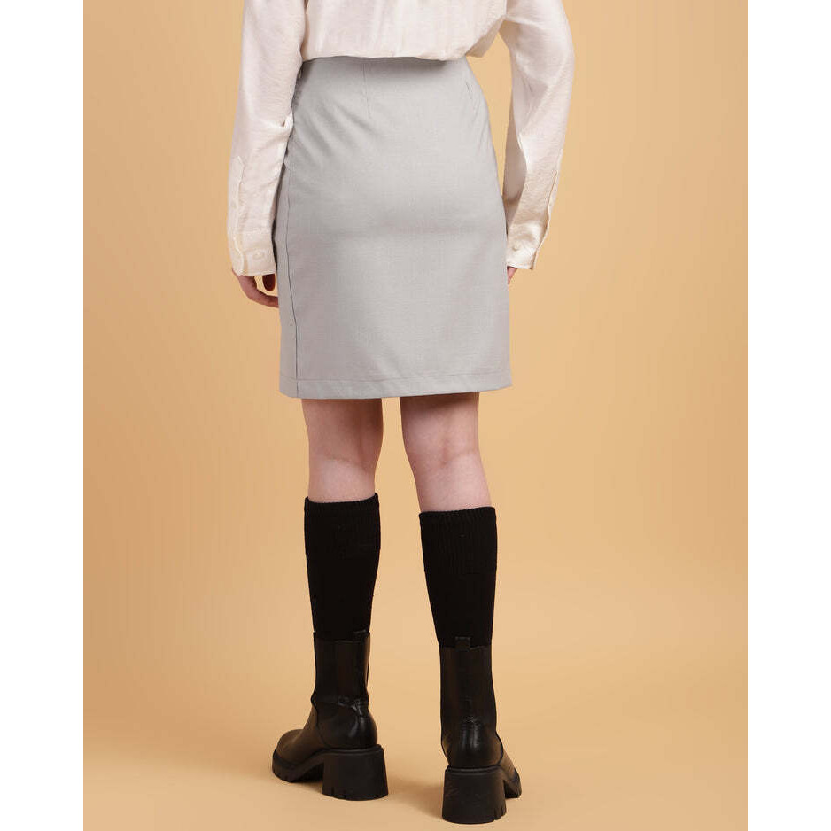 Grey Classic Straight-Cut Skirt