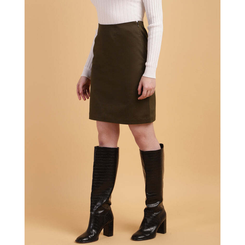 Brown Classic Straight-Cut Skirt