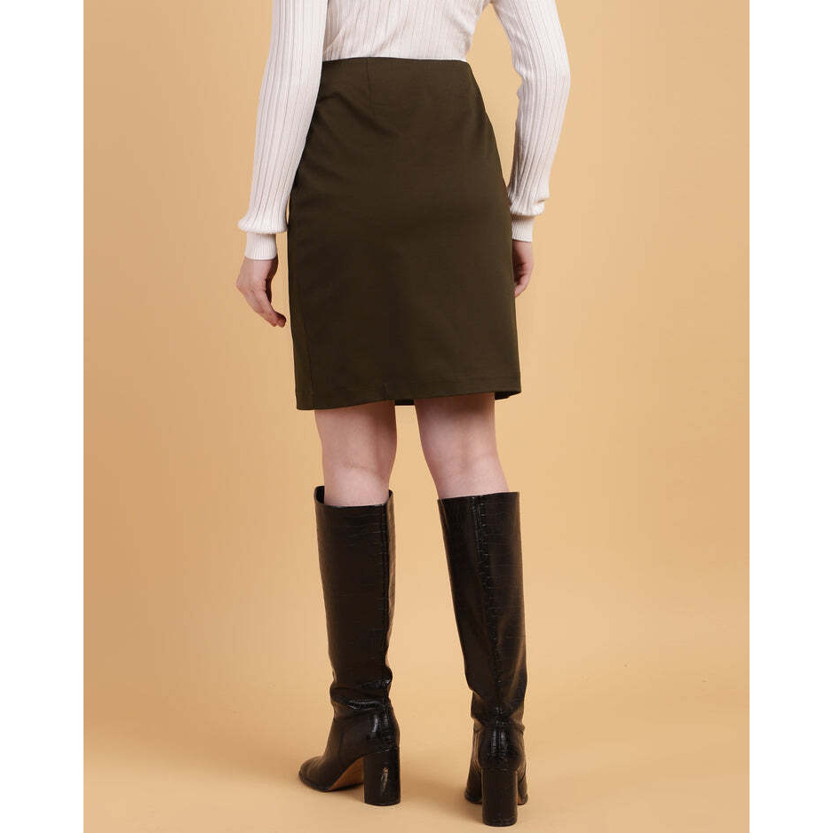 Brown Classic Straight-Cut Skirt