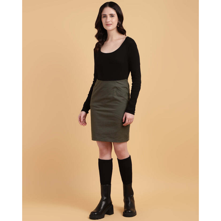 Green Classic Straight-Cut Skirt