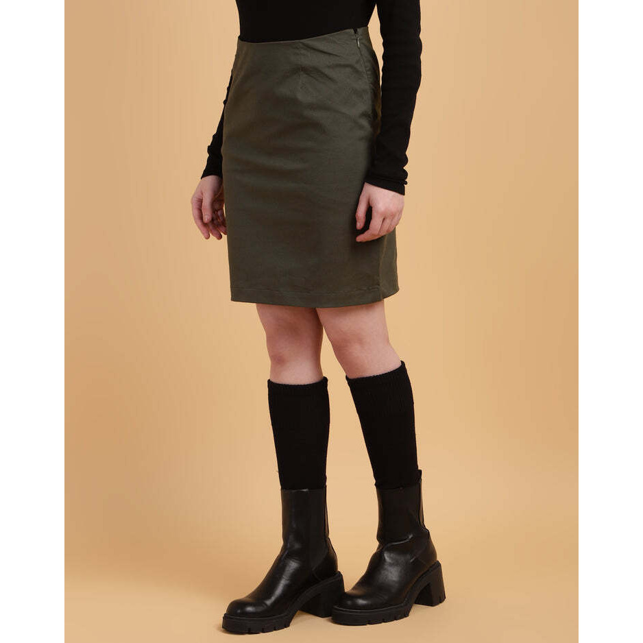 Green Classic Straight-Cut Skirt