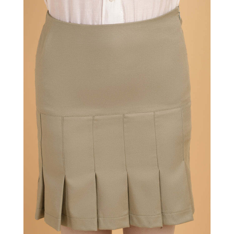 Beige High-Waisted Pleated Mini Skirt