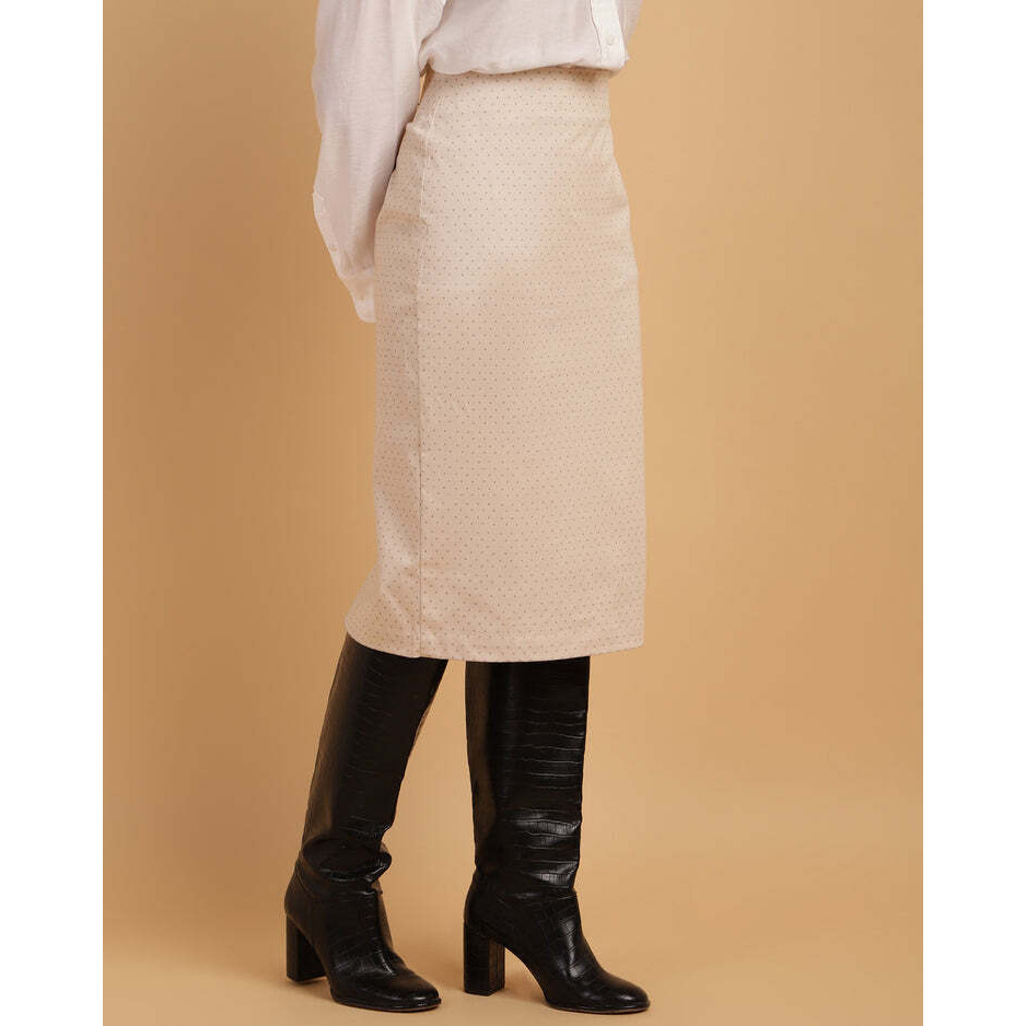 Nude Pencil skirt with Back slit