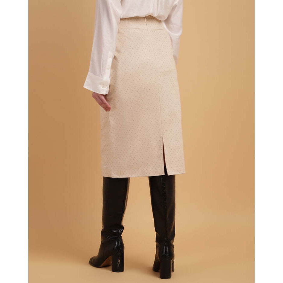 Nude Pencil skirt with Back slit