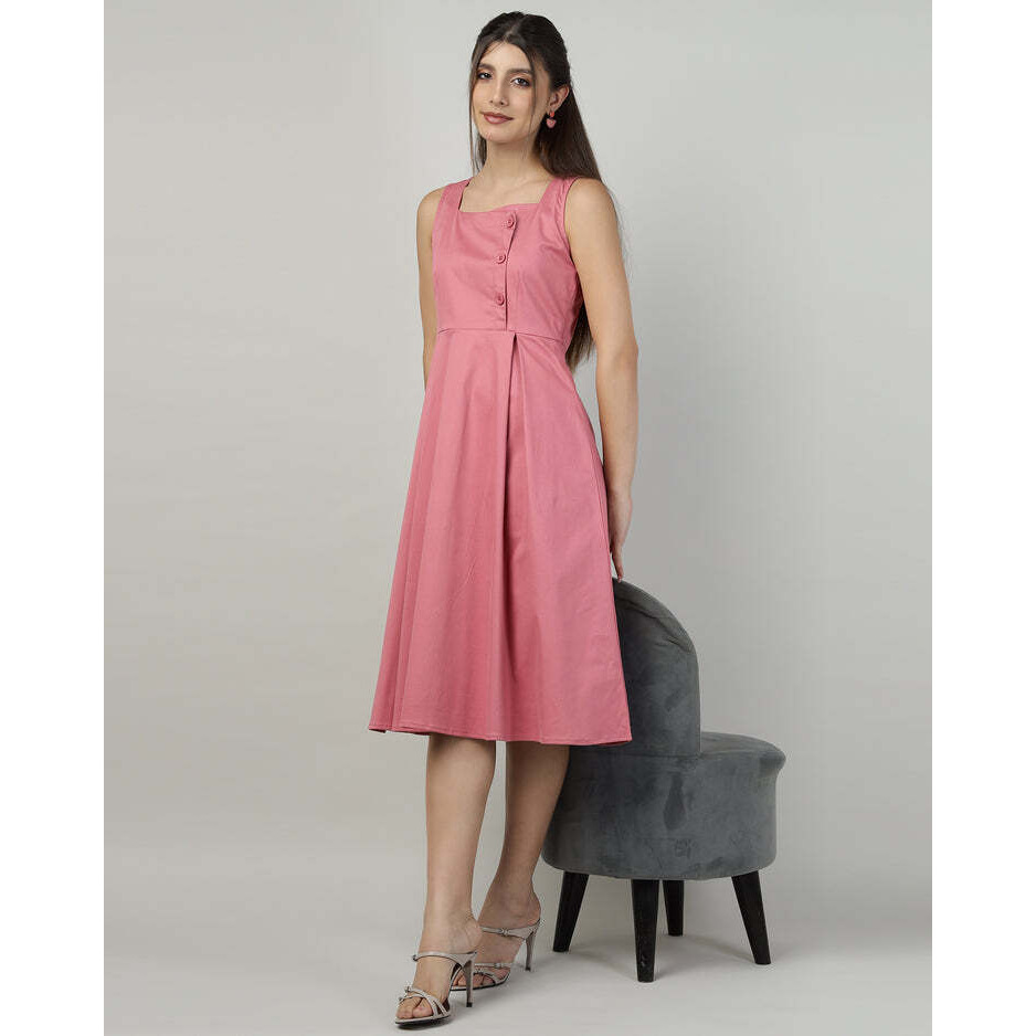 Buttoned Pink Pinafore Dress