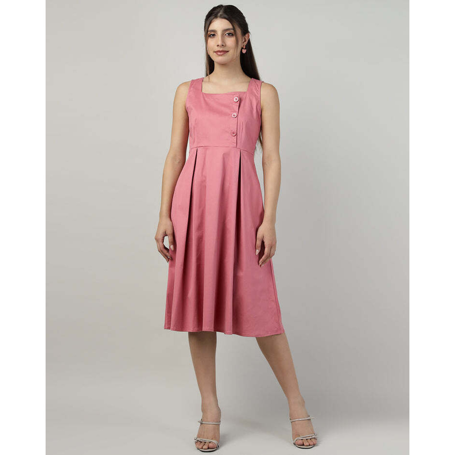 Buttoned Pink Pinafore Dress