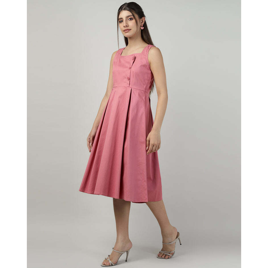 Buttoned Pink Pinafore Dress